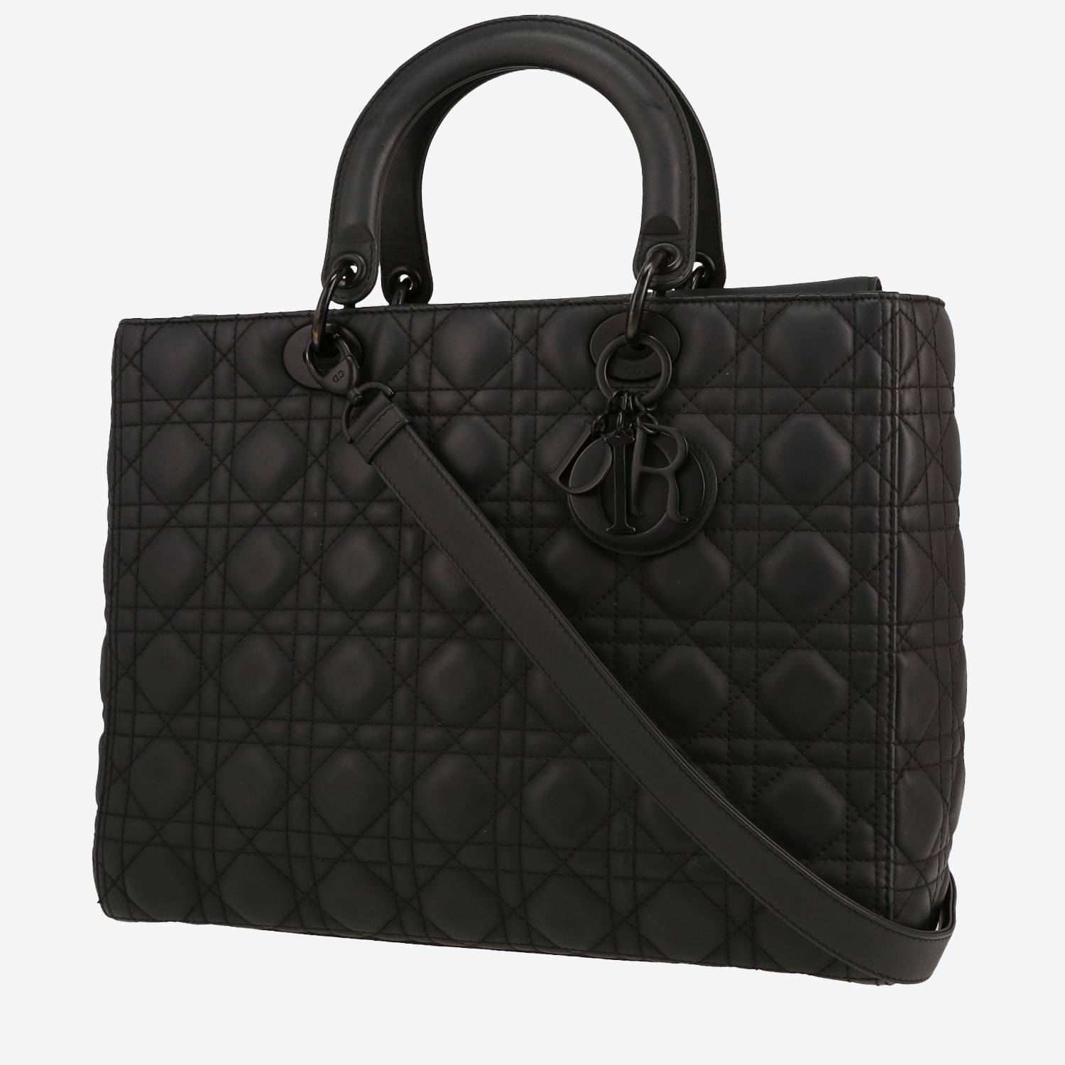 Dior Lady Dior large model handbag in black leather cannage