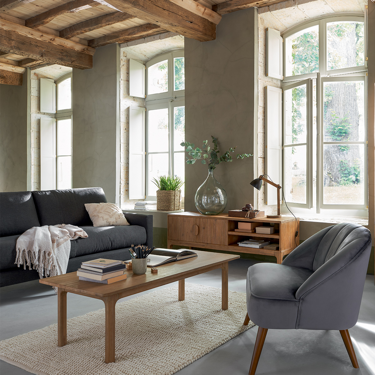 Armchair "Naova" Velvet, Grey