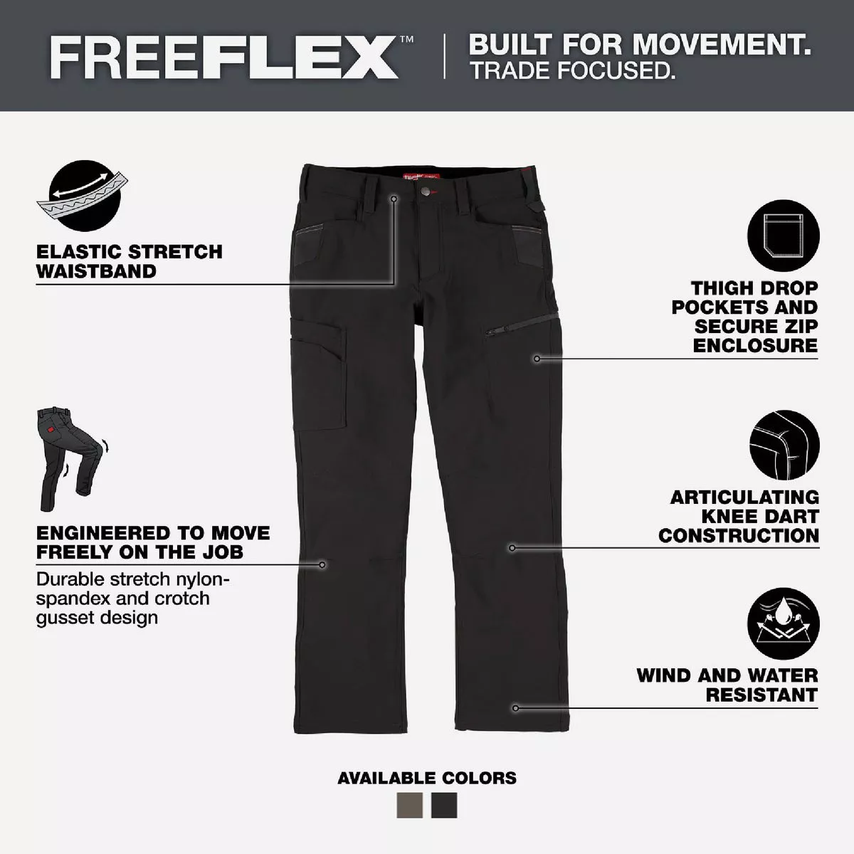 Milwaukee FREEFLEX Black 34 x 34 Tech Pants