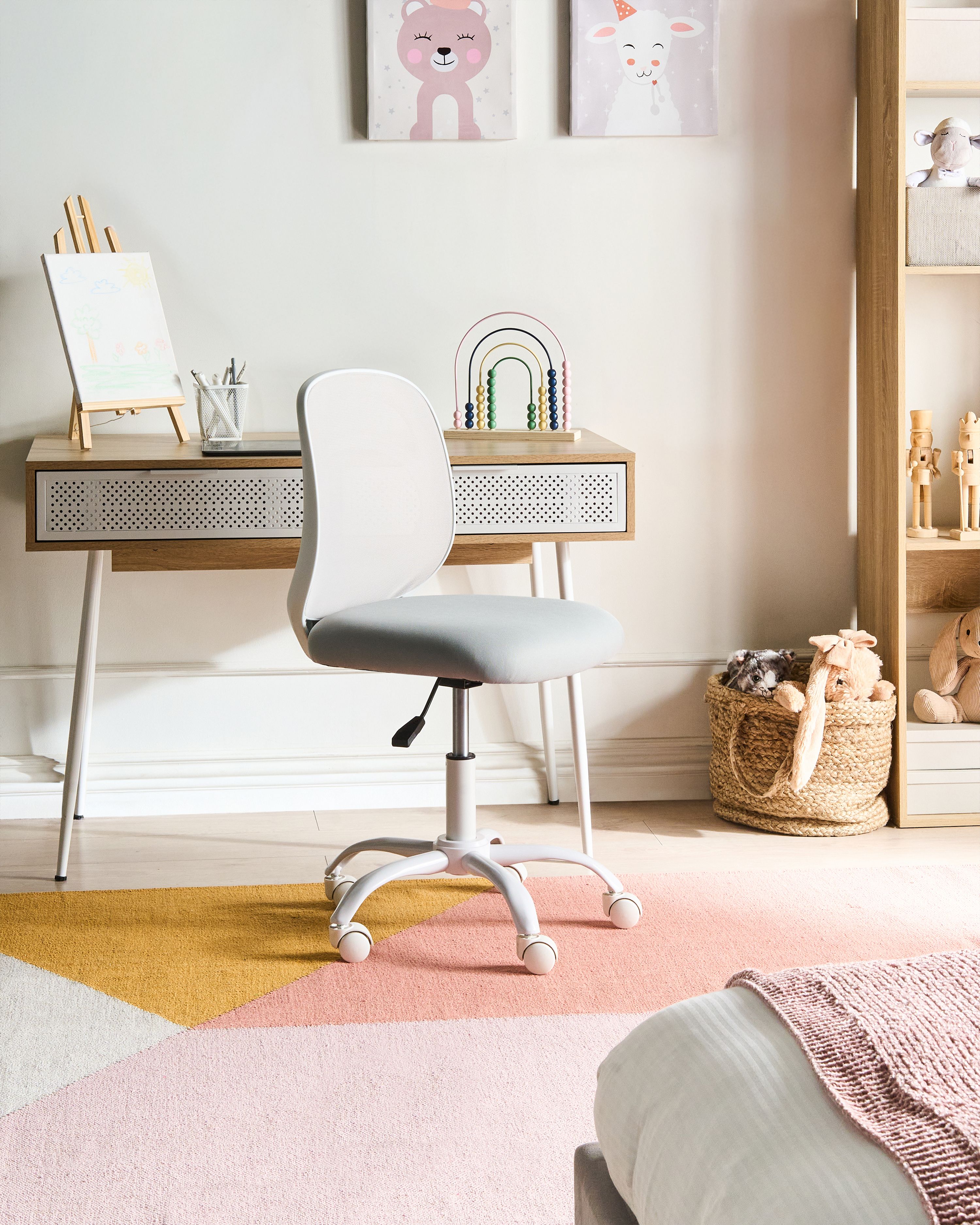 Desk Chair BLISSFUL Fabric Light Grey