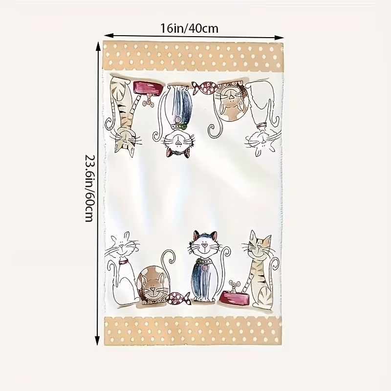 Cartoon cat Pattern Tea Towel, Hand Towel Cleaning Cloth, Super Fine Fiber Material Soft and Durable