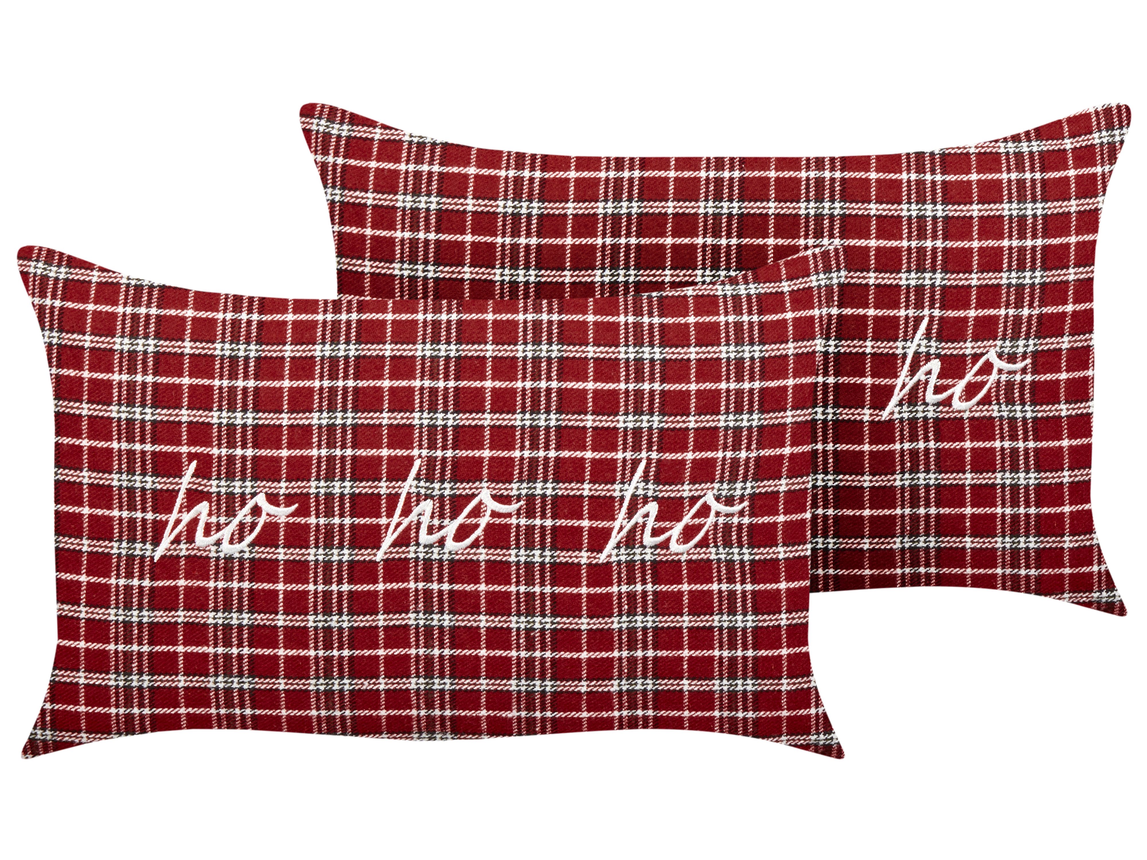 Set of 2 Decorative Cushions MOCHI 30 x 50 cm Red Christmas Motif