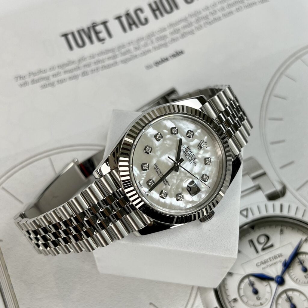Rolex Replica Watch DateJust Dial Mother Of Pearl Moissanite Diamonds 41mm - Elite Watch Atelier