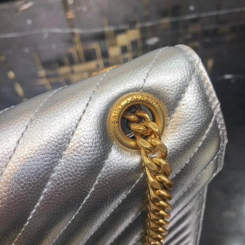 Replica Saint Laurent Metallic Silver Large Envelope Chain Bag 3969101:1High-quality replica