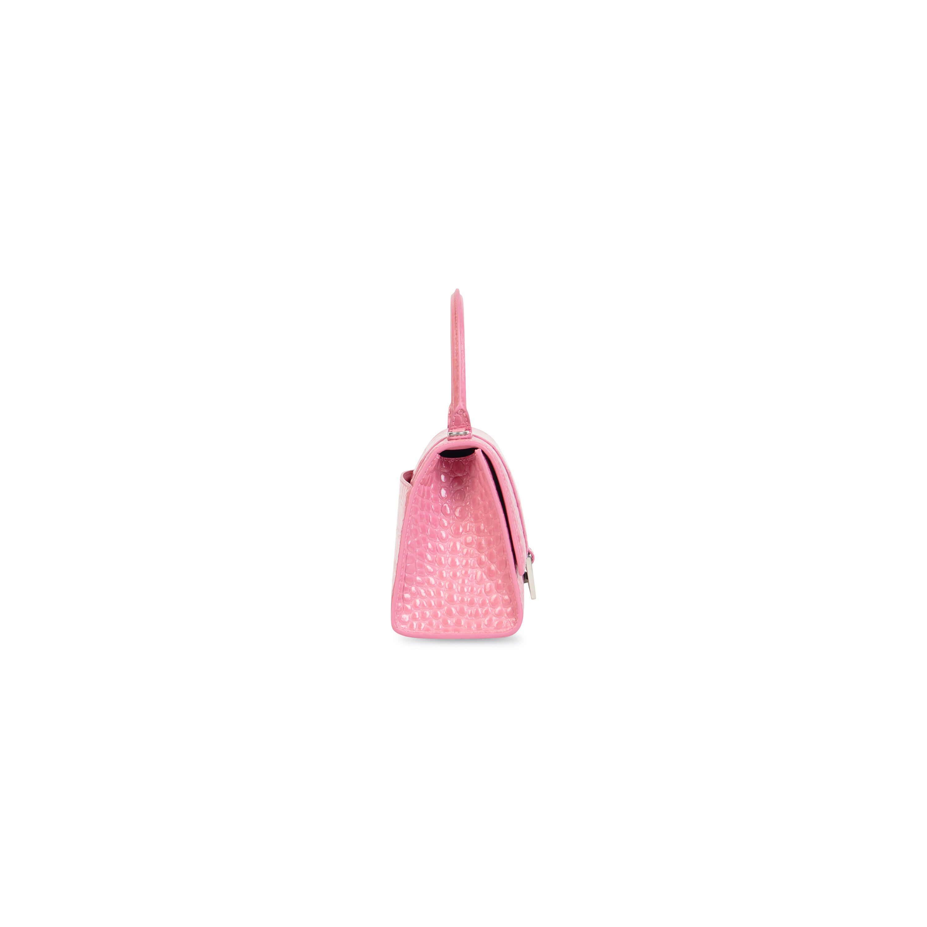 WOMEN'S HOURGLASS SMALL HANDBAG CROCODILE EMBOSSED IN PINK - Replicaclubs