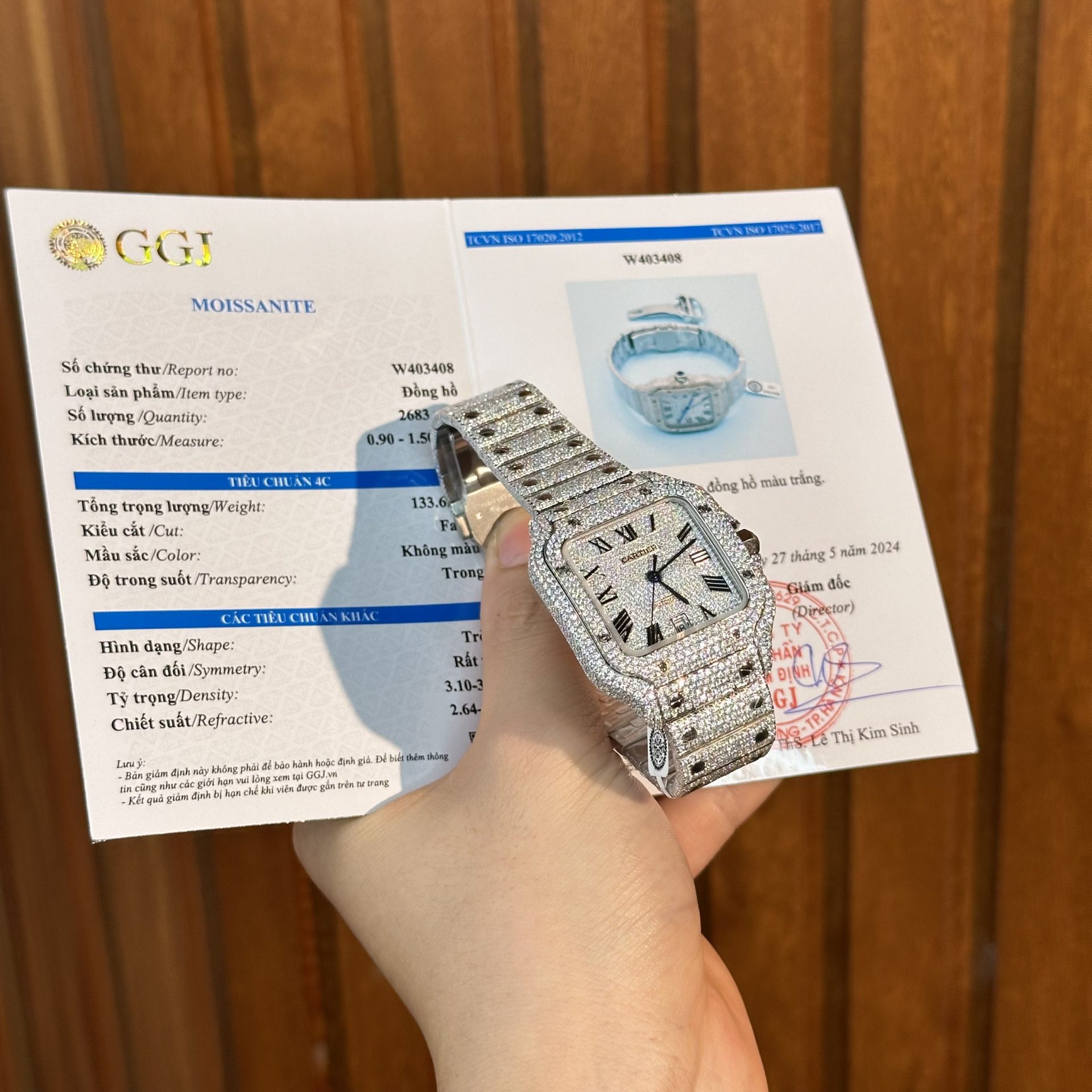 Cartier Iced Out Santos De Cartier Customs Moissanite Diamonds 39.8mm - Top club