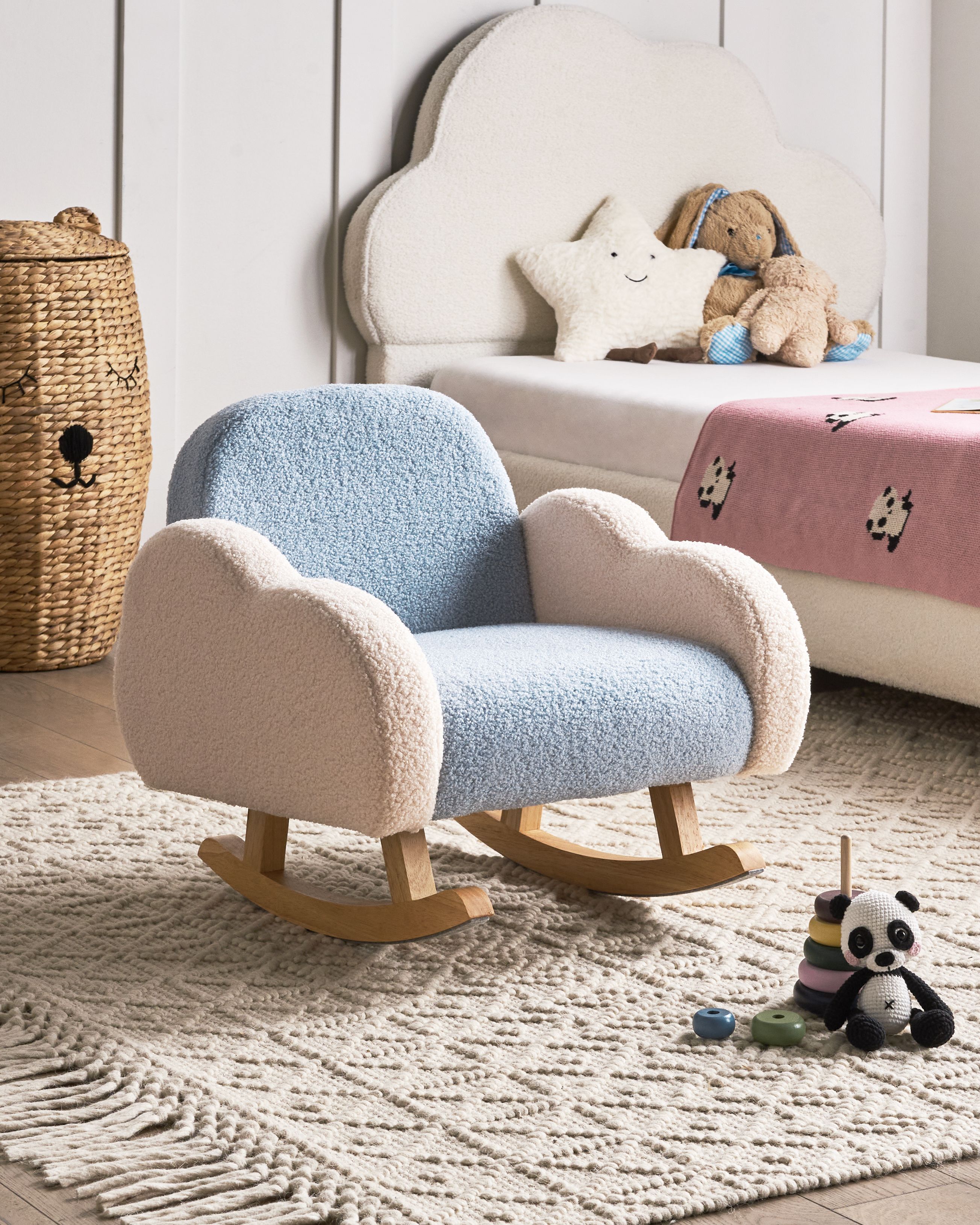 Kids Rocking Chair Cloud SKARE Boucle Light Blue
