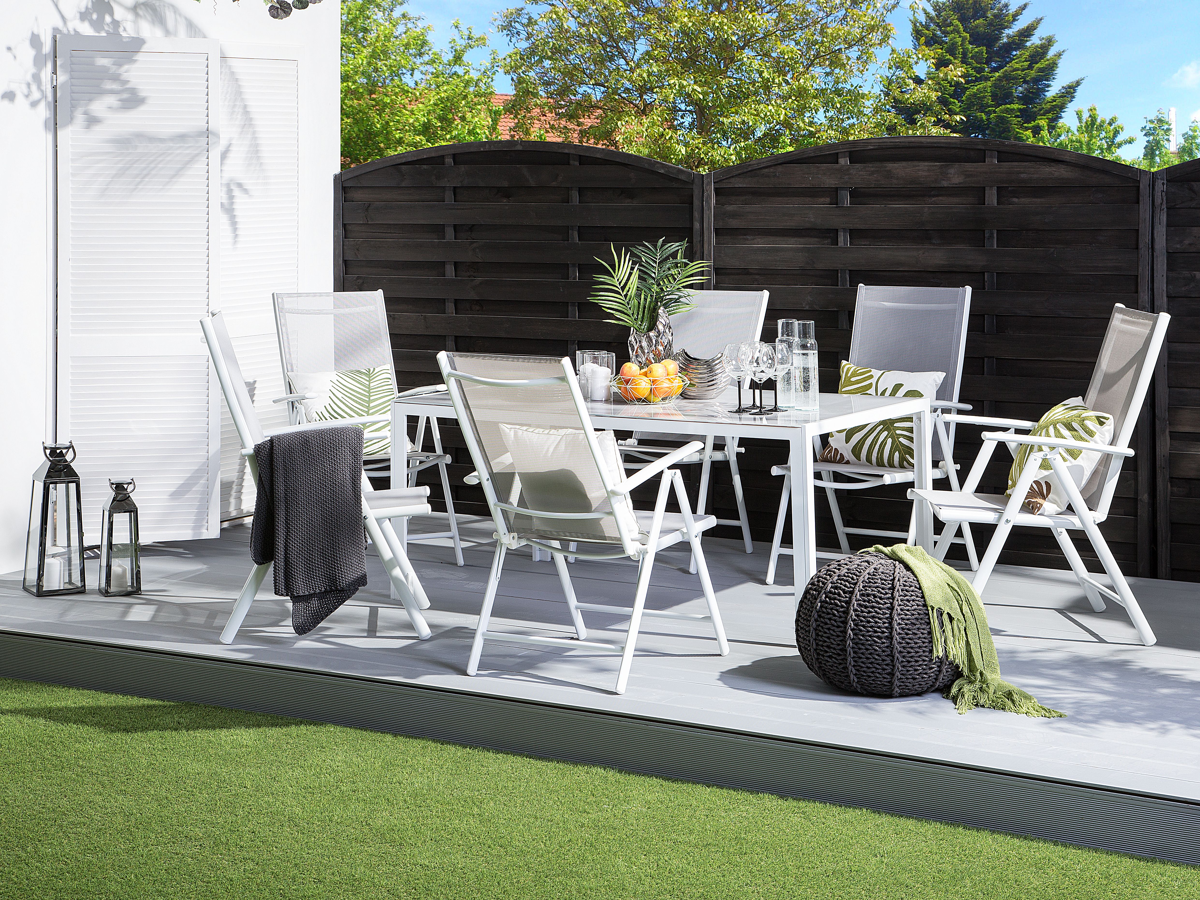Garden Dining Table CATANIA 160 cm 91 cm Glass Grey
