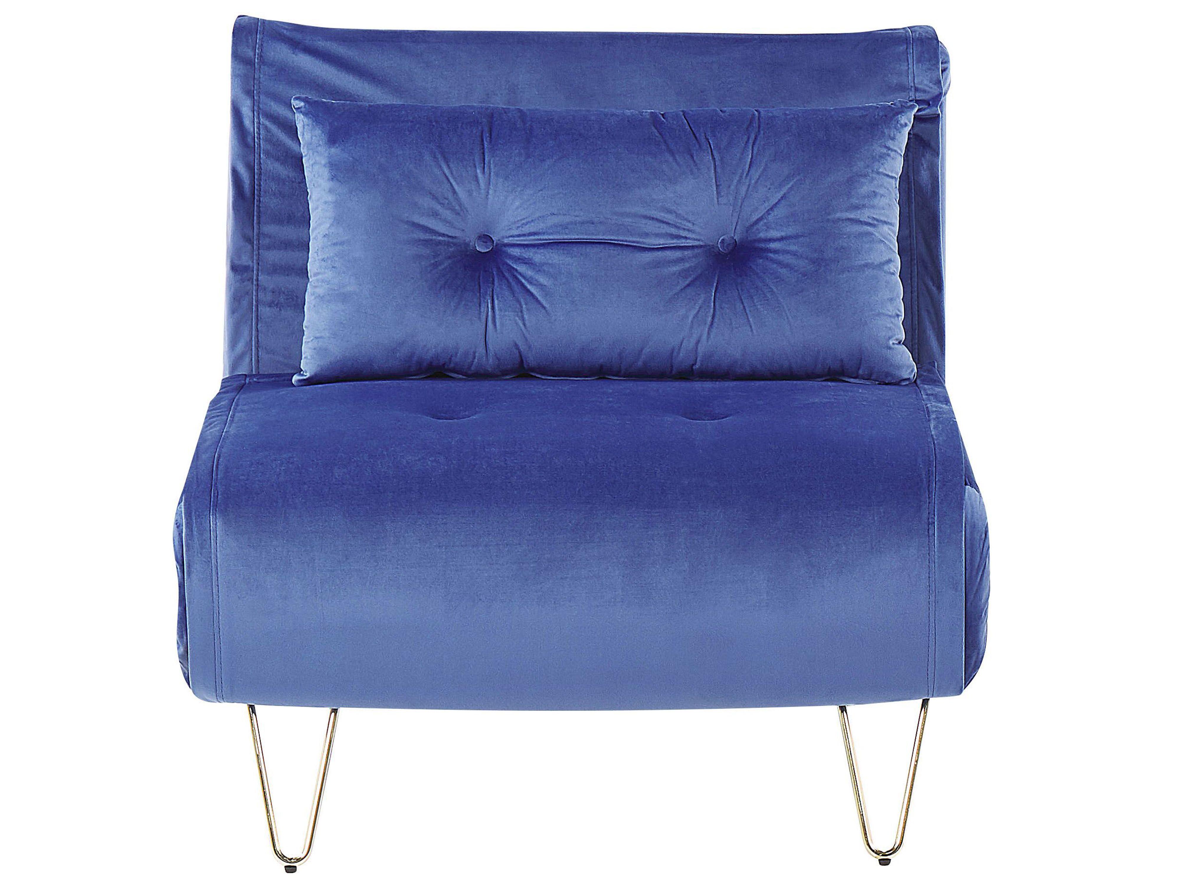 Single Sofa Bed VESTFOLD Velvet Navy Blue