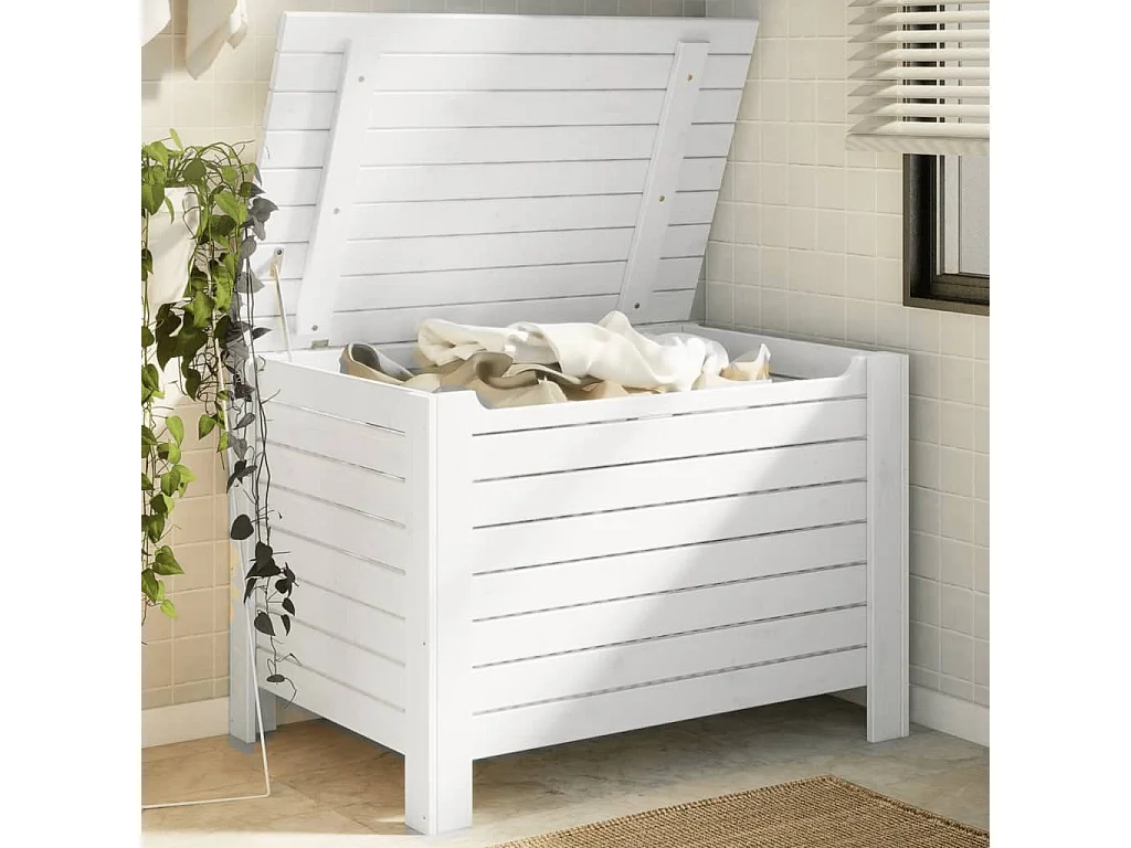 Boîte de rangement avec couvercle RANA blanc bois massif de pin