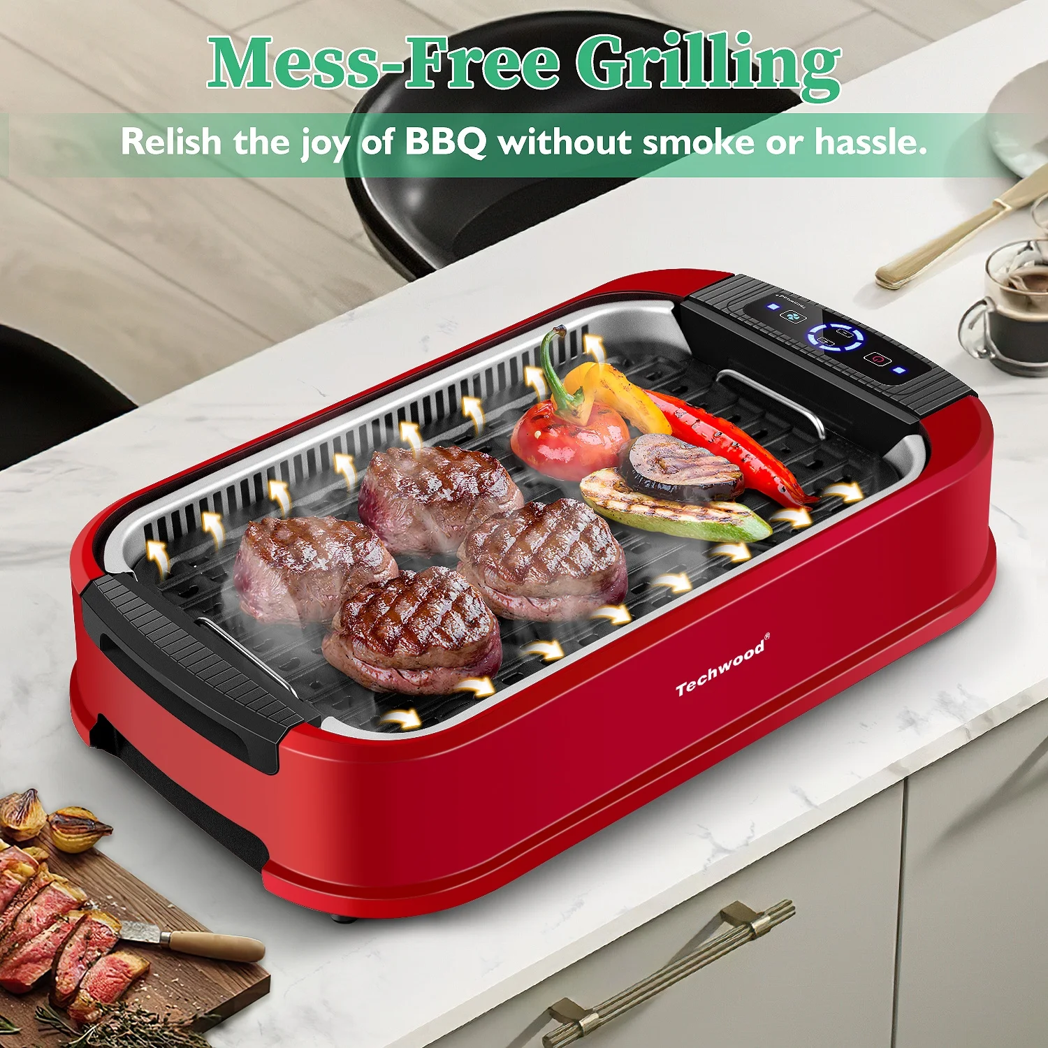 Techwood Indoor Smokeless Grill, 1500W, Black, Electric Portable Korean BBQ Grill with Tempered Glass Lid - Image 49