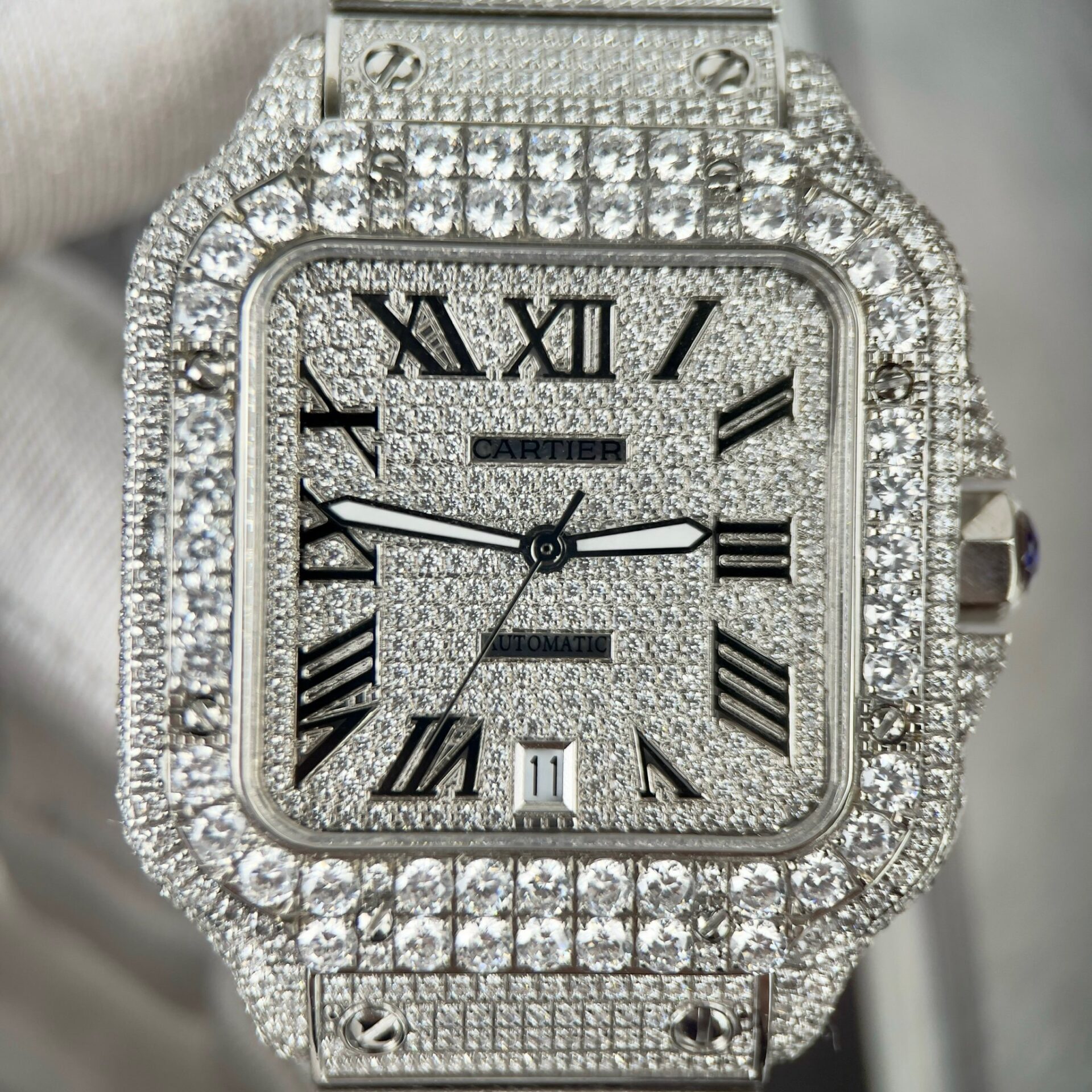 Cartier Santos High Quality Replica Watch With Stone Bezel 39.8mm - Top club