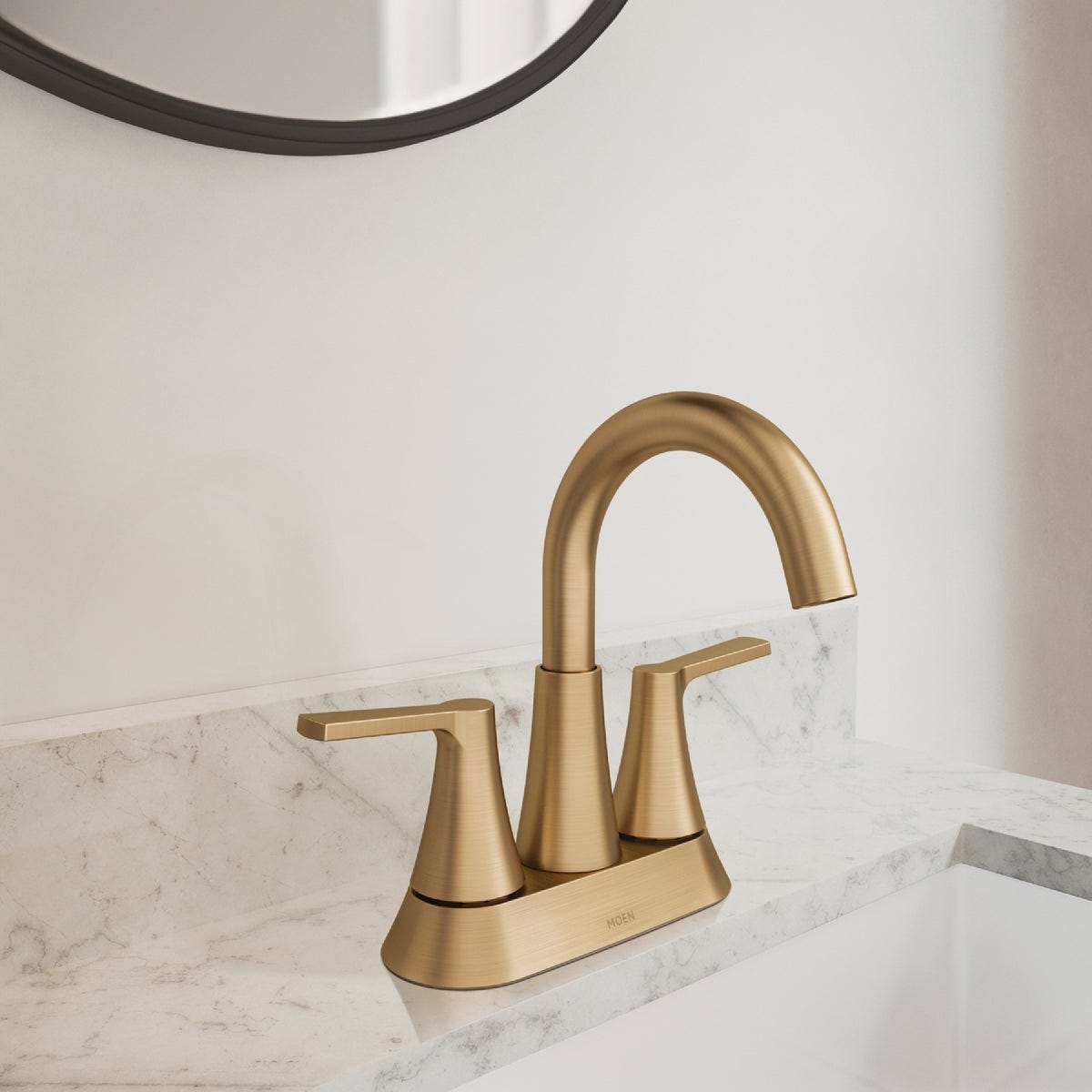 Moen Mikah 2-Handle High Arc Bathroom Faucet, Bronzed Gold