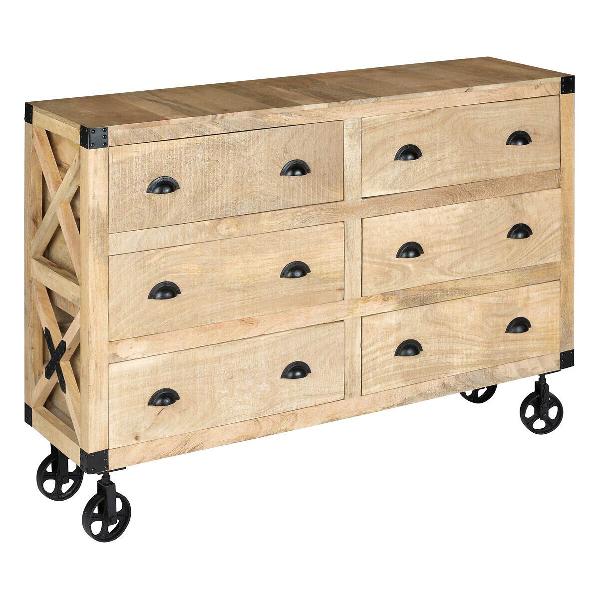 6-drawer Buffet "Silas" Mango wood, 150x40 cm