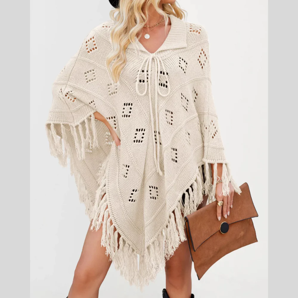 Fringe Openwork Knit Cover Up - ZKZOOK