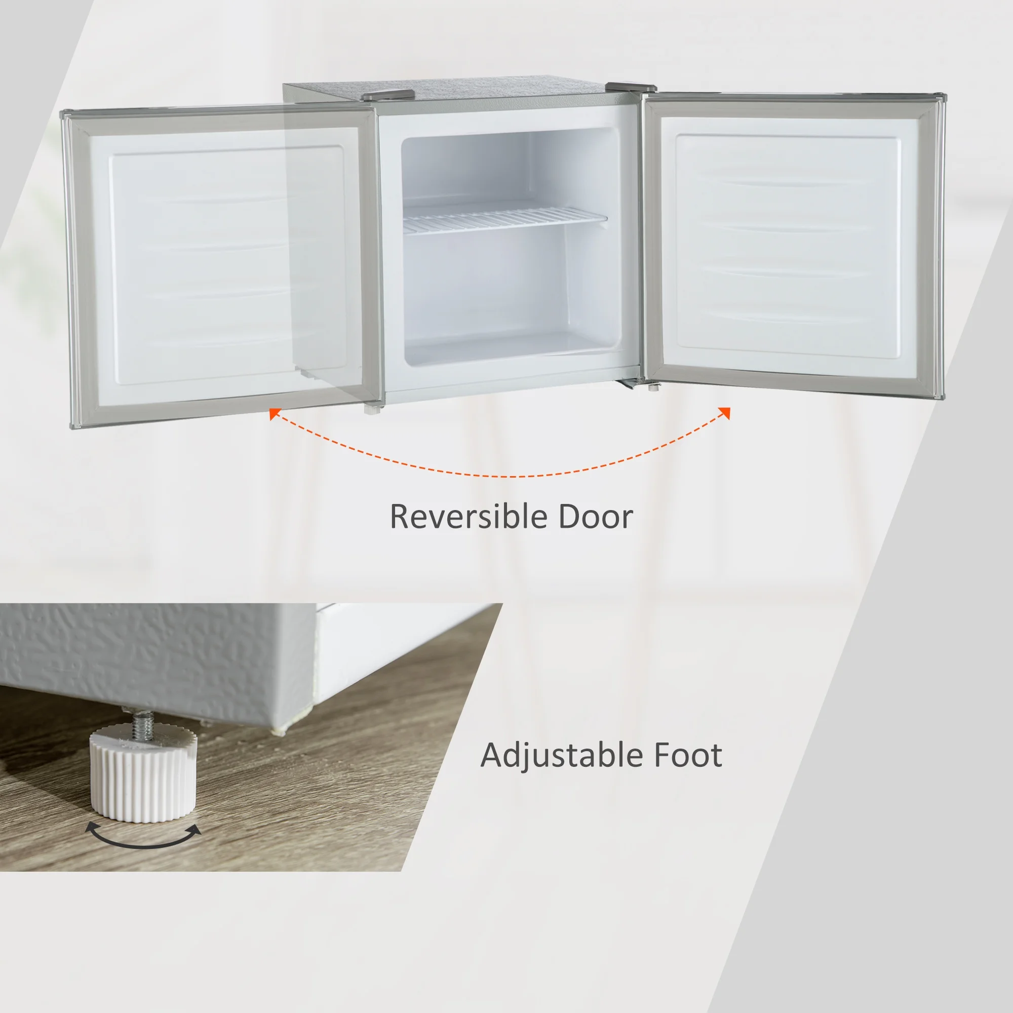 Side-by-Side Refrigerator HOMCOM Mini Freezer Countertop, 1.1 Cu.Ft Compact Upright Freezer with Removable Shelves, Reversible Door for Home, Dorm, Apartment and Office, gray,French Door Refrigerator - Image 6