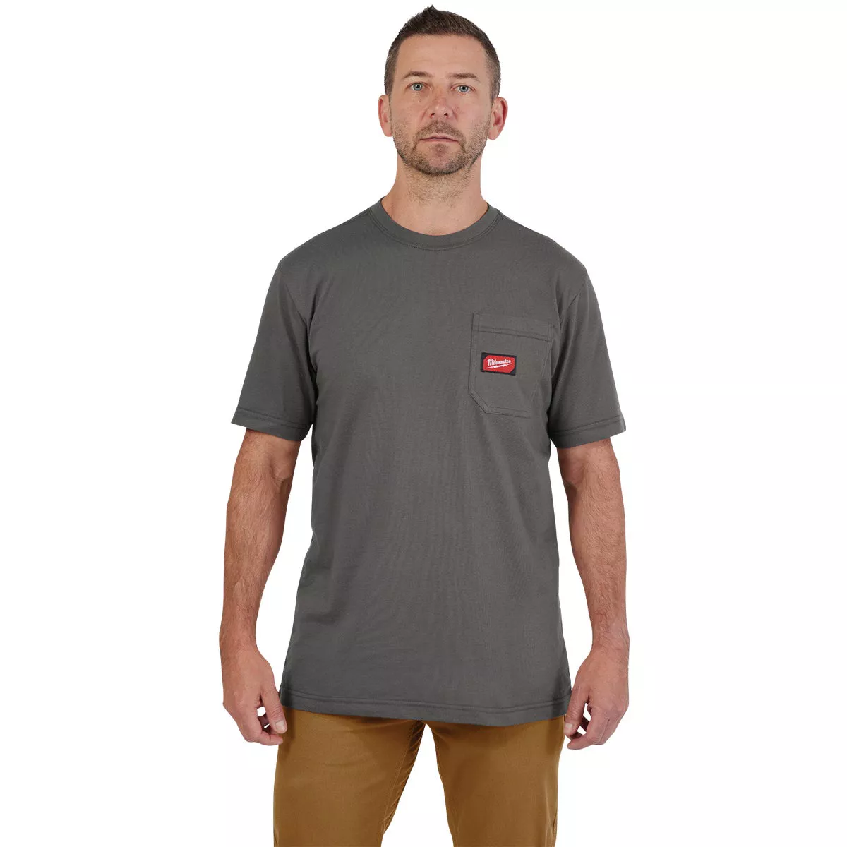Milwaukee GridIron Small Gray Short Sleeve Heavy-Duty Pocket T-Shirt