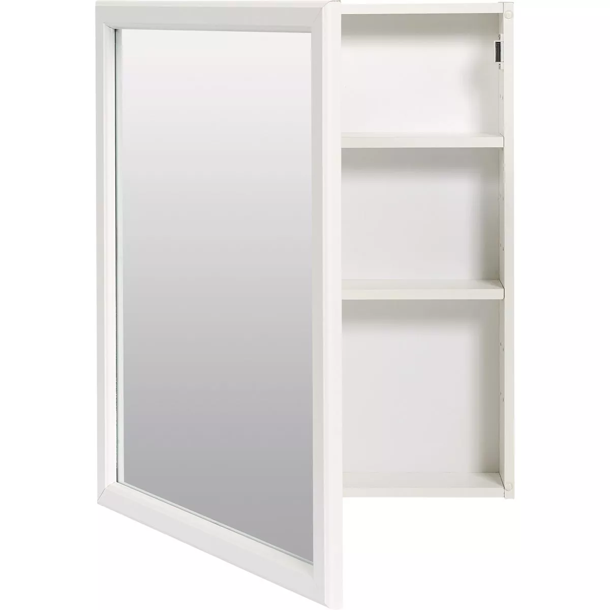 Zenna Home White 20 In. W. x 25 In. H. x 4.5 In. D. Single Mirror Surface Mount Framed Medicine Cabinet
