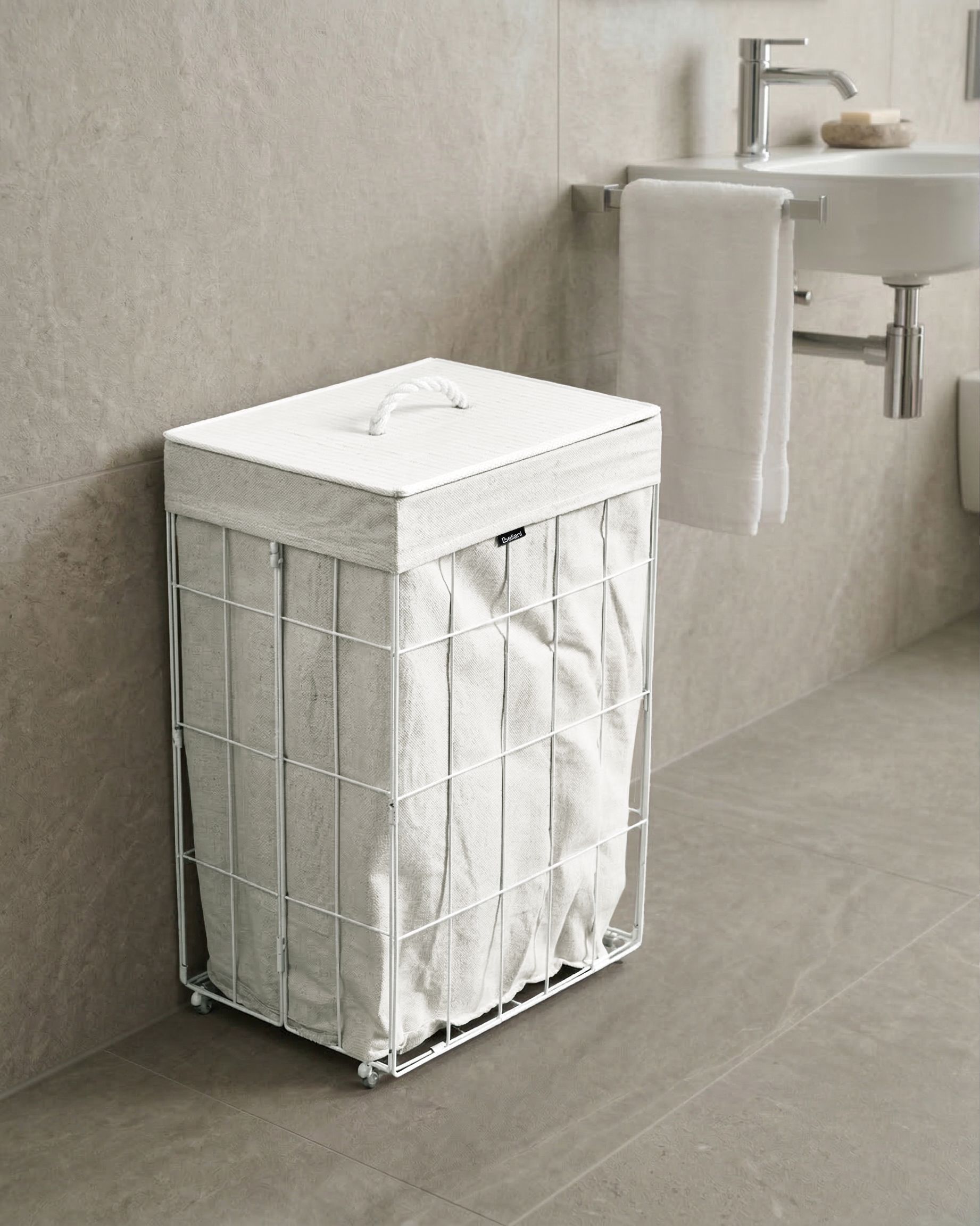 Laundry Basket APOTERI Metal White 72 L