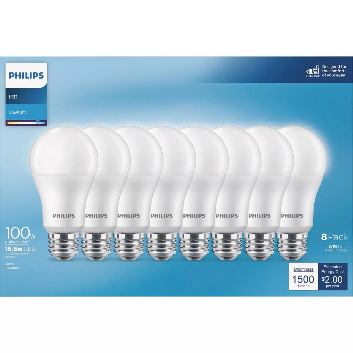 Philips 100W Equivalent Daylight A19 Medium LED Light Bulb (8-Pack)