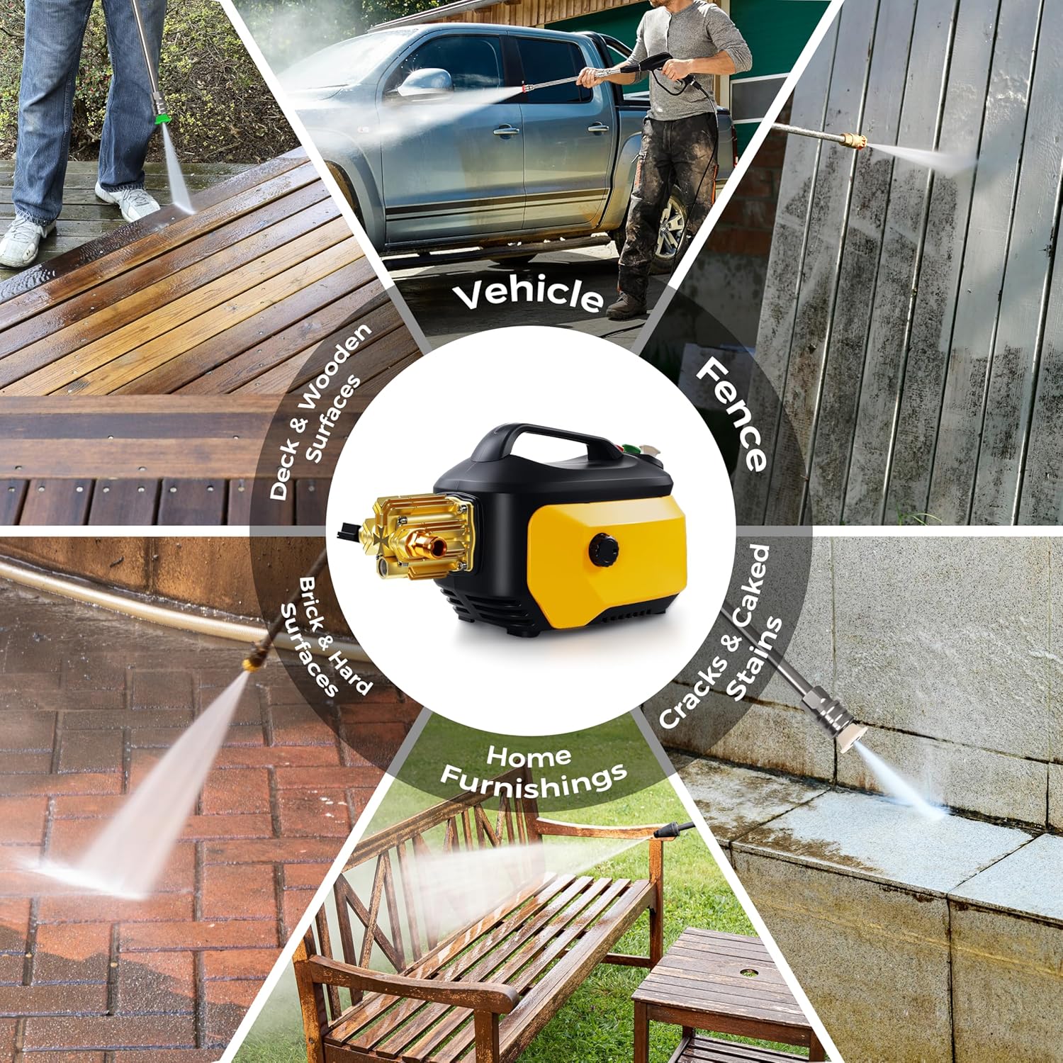 Portable Compact Electric Pressure Cleaner With 33FT Extension Hose, 3 Nozzles And Foam Cannon - Image 7 Portable Compact Electric Pressure Cleaner With 33FT Extension Hose, 3 Nozzles And Foam Cannon - Image 7