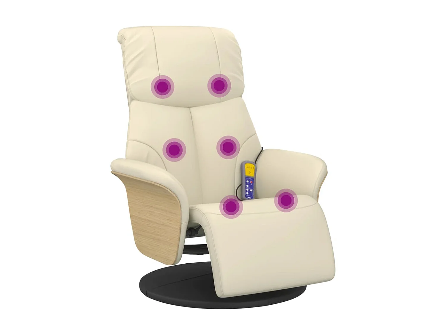 Fauteuil inclinable-Fauteuil salon de massage et repose-pieds crème similicuir SHL2434