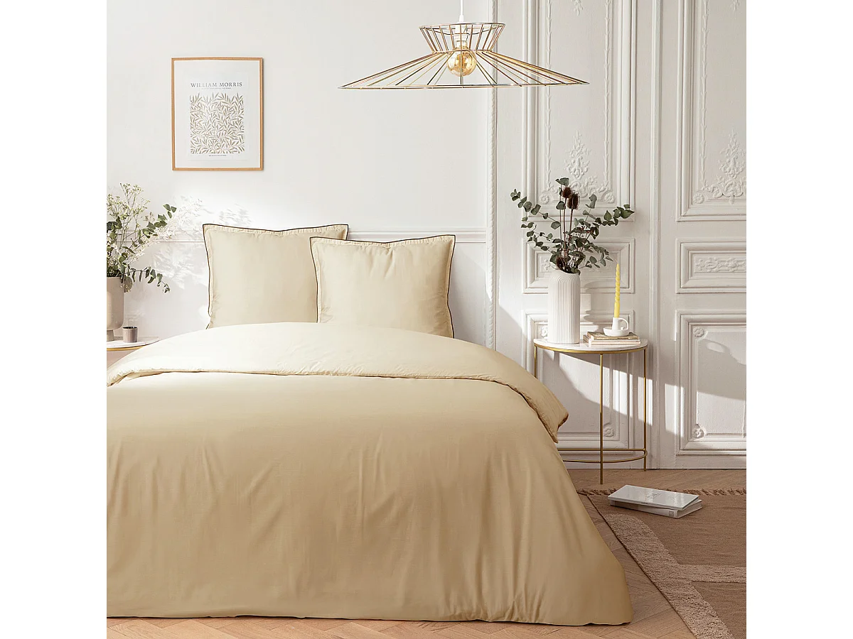 Parure de lit 2 personnes en satin de coton unie 240x220cm