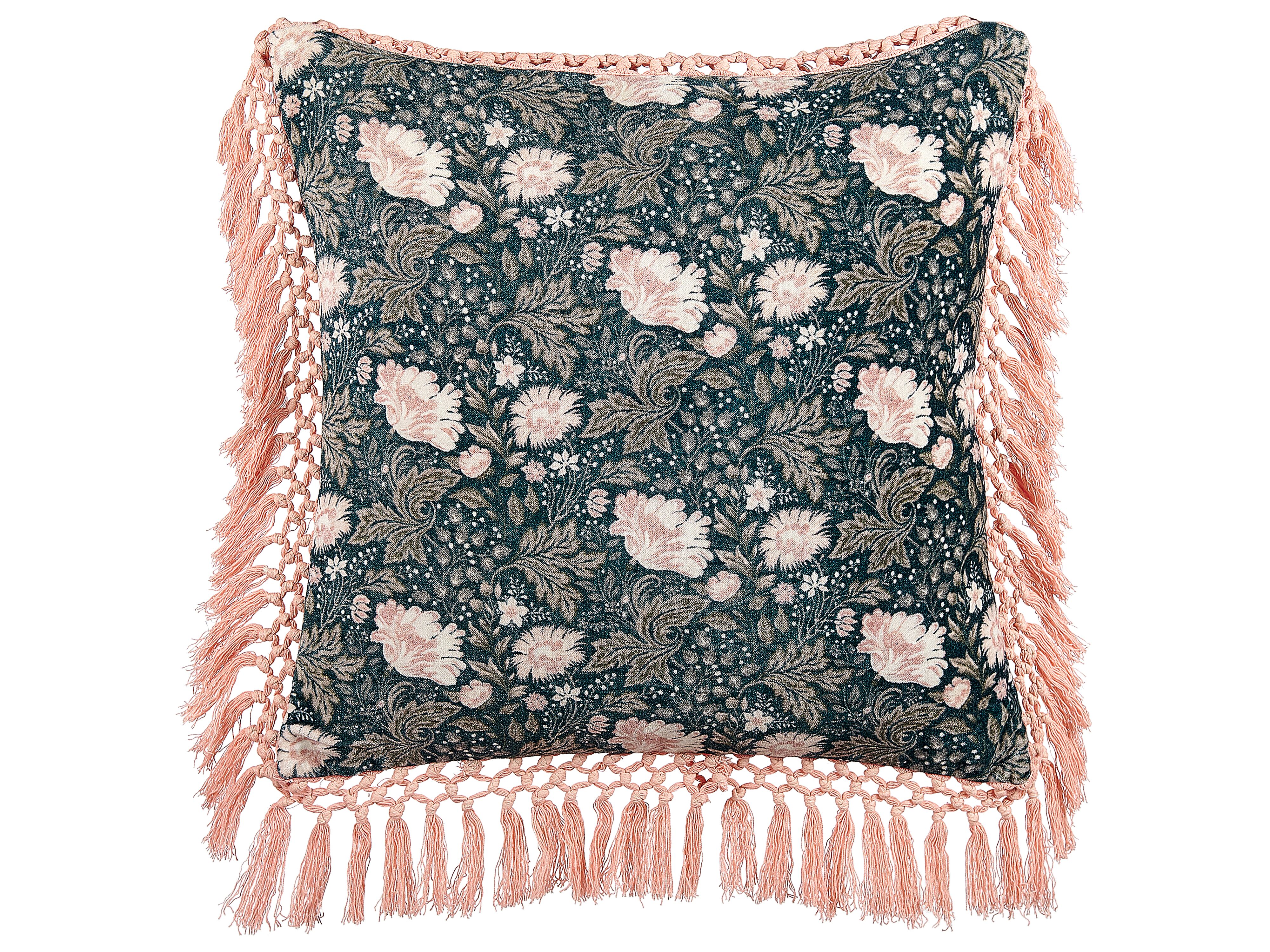 Throw Cushion PARROTIA Velvet 45 x 45 cm Teal Floral Pattern