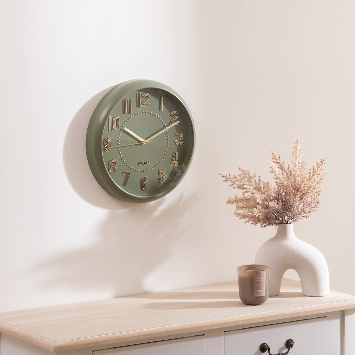 Clock "Alizee" Olive Green, D.30 cm