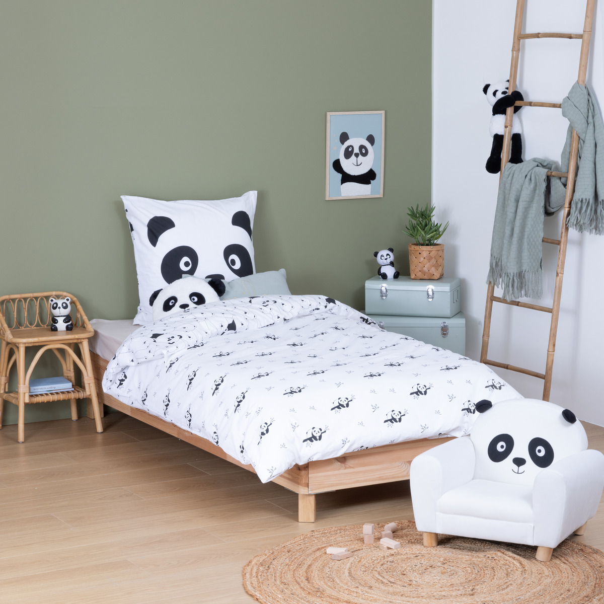 2-piece children's panda bedding set "Andy" Cotton, Violet, 140x200 cm