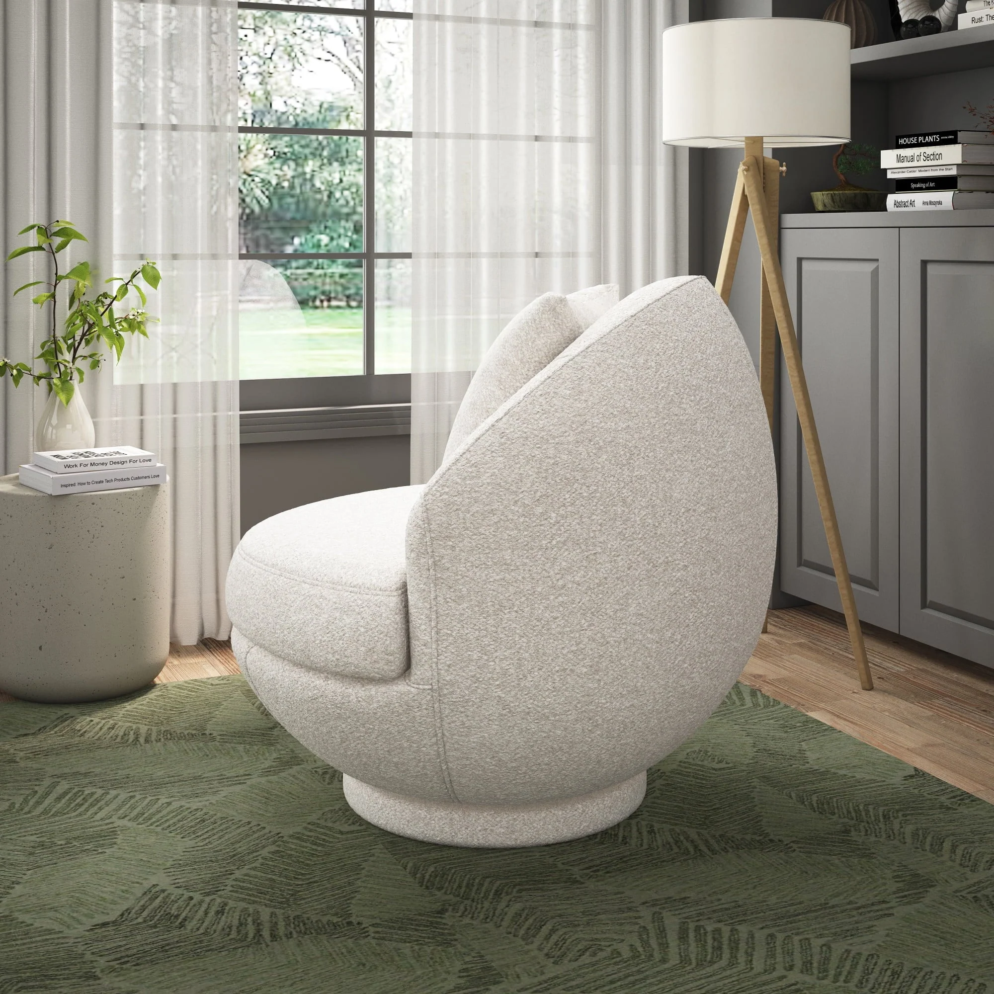 Hillsdale Boulder Upholstered Swivel Storage Chair, Ash White - Image 6