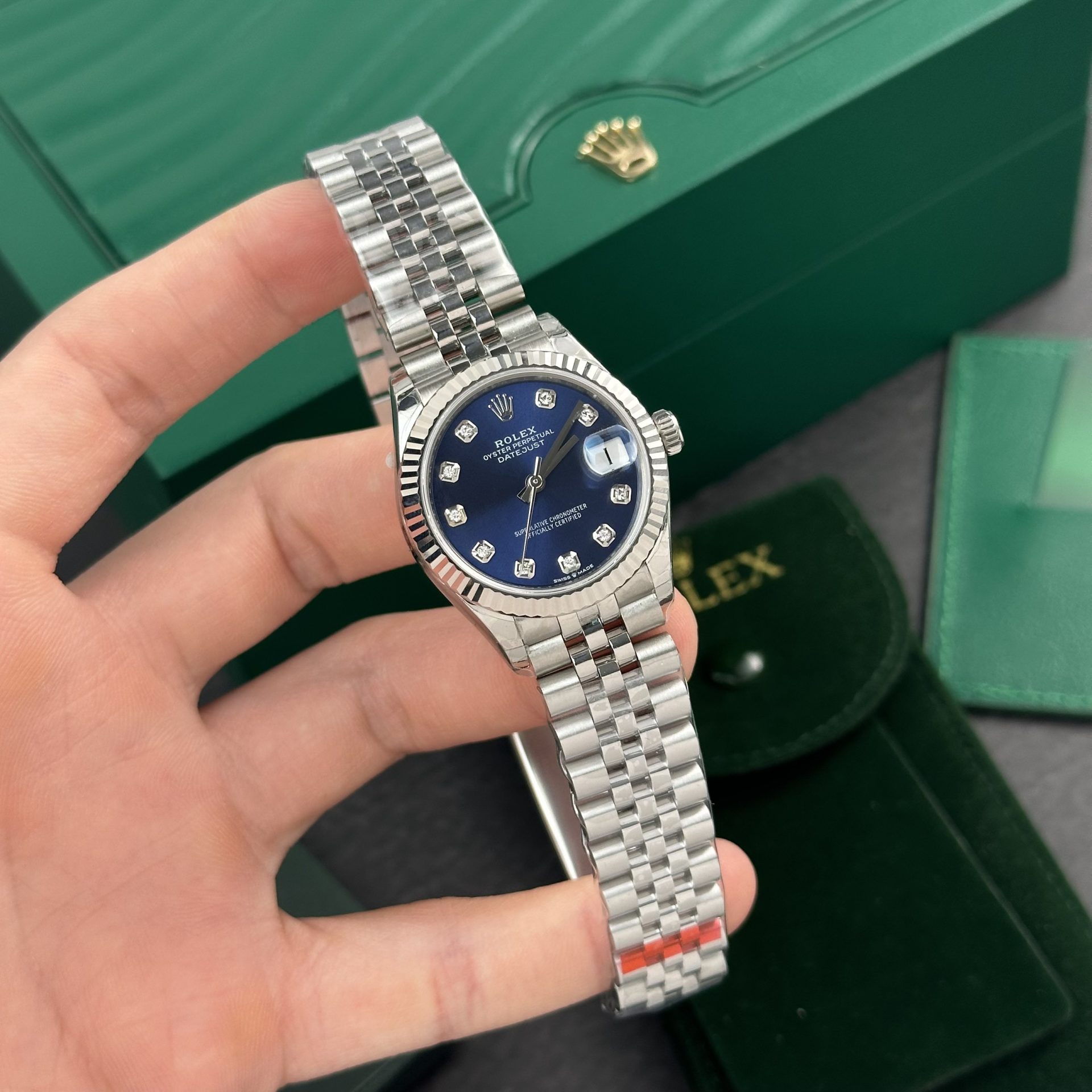 Rolex Clone Watch DateJust Womens Dial Blue 31mm - Elite Watch Atelier