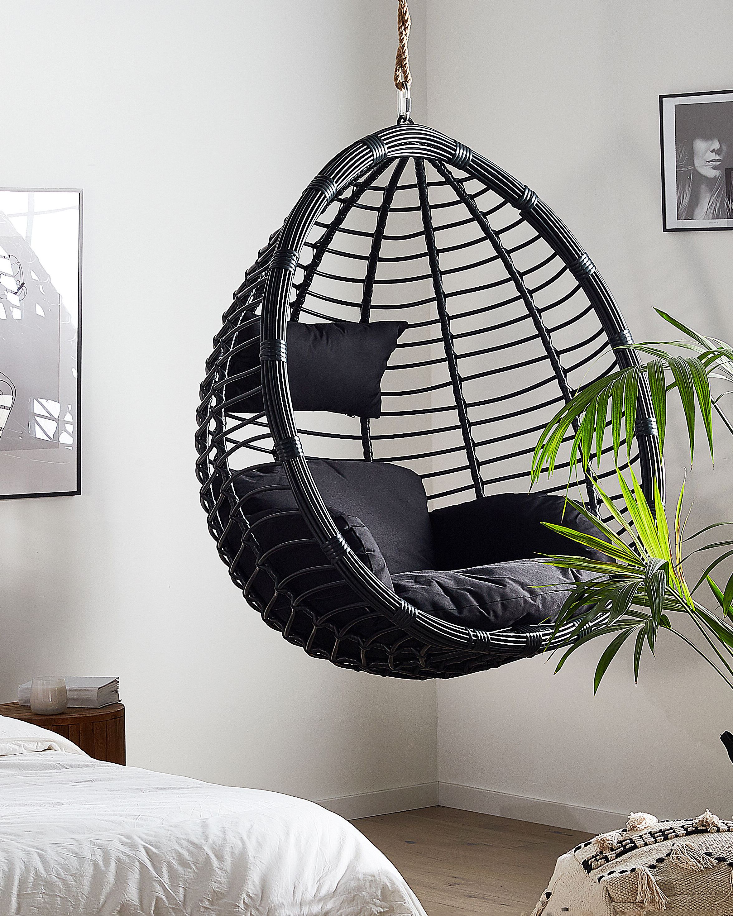 Hanging Chair TOLLO PE Rattan Black