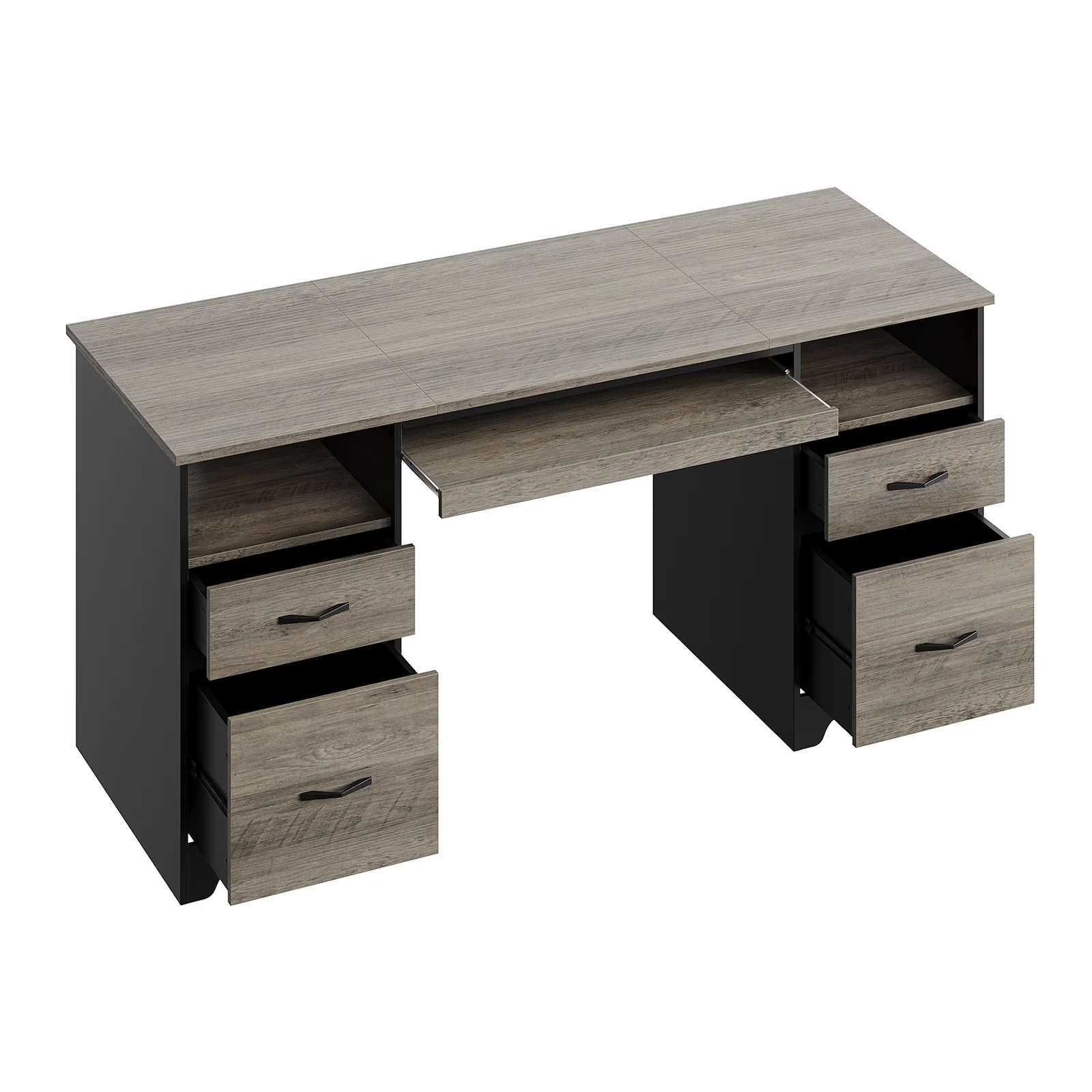 Bestier 59�� Computer Desk with 4 Drawers, Office Executive Desk with File Drawer, Keyboard Tray for Home Office, Gray - Image 9