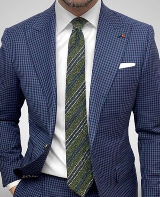 OK Business Gingham Lapel Collar Slim Fit Blazer