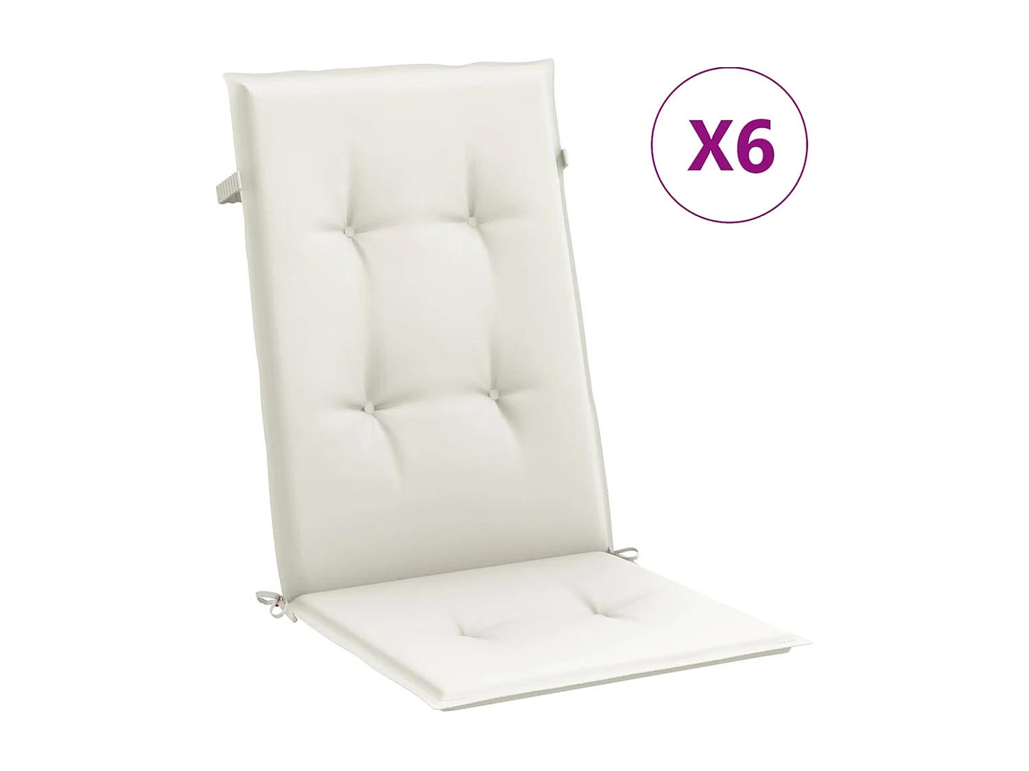 Coussins de chaise à dossier haut lot de 6 crème mélangé tissu