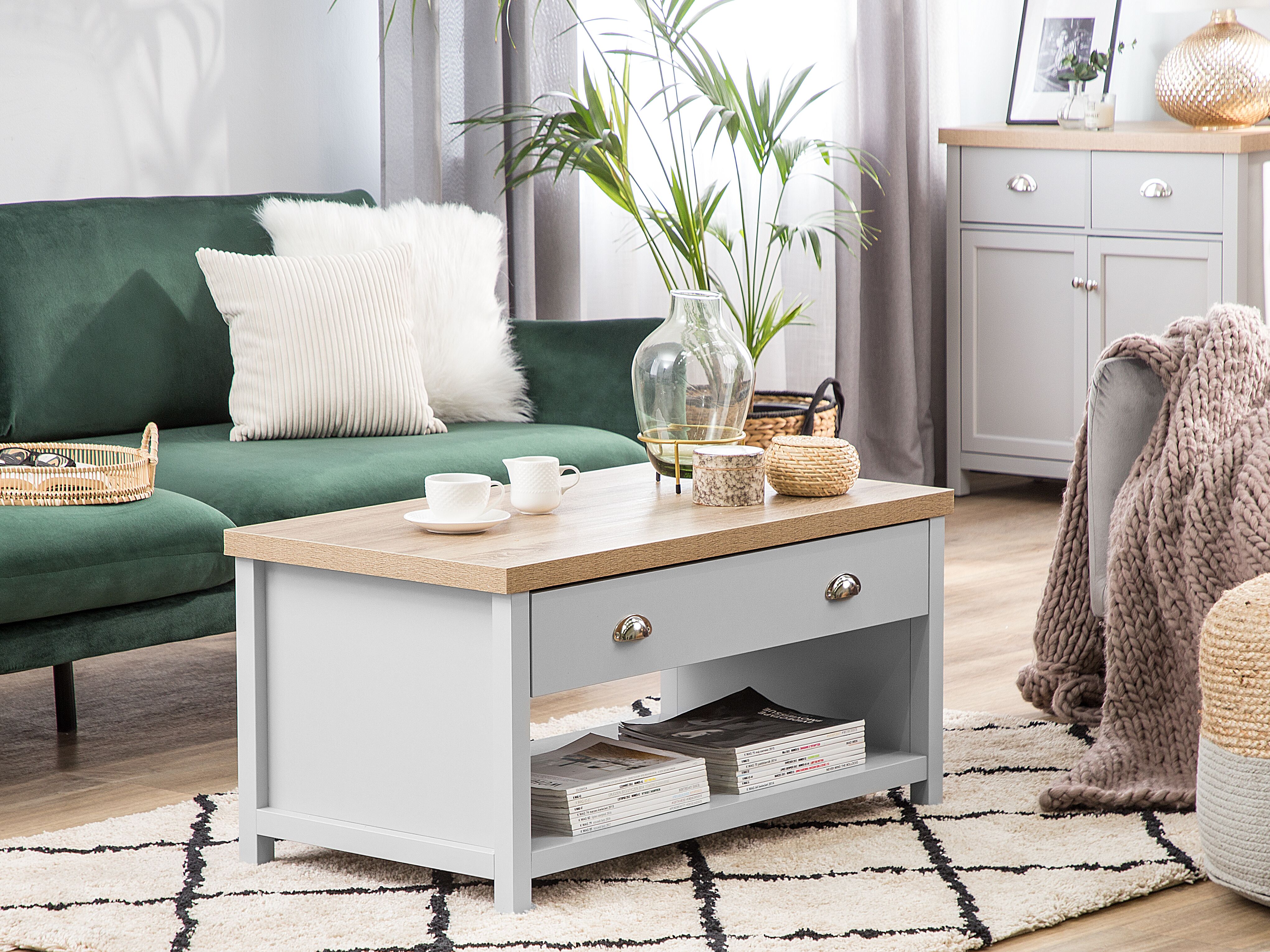 Coffee Table CLIO Light Grey with Storage