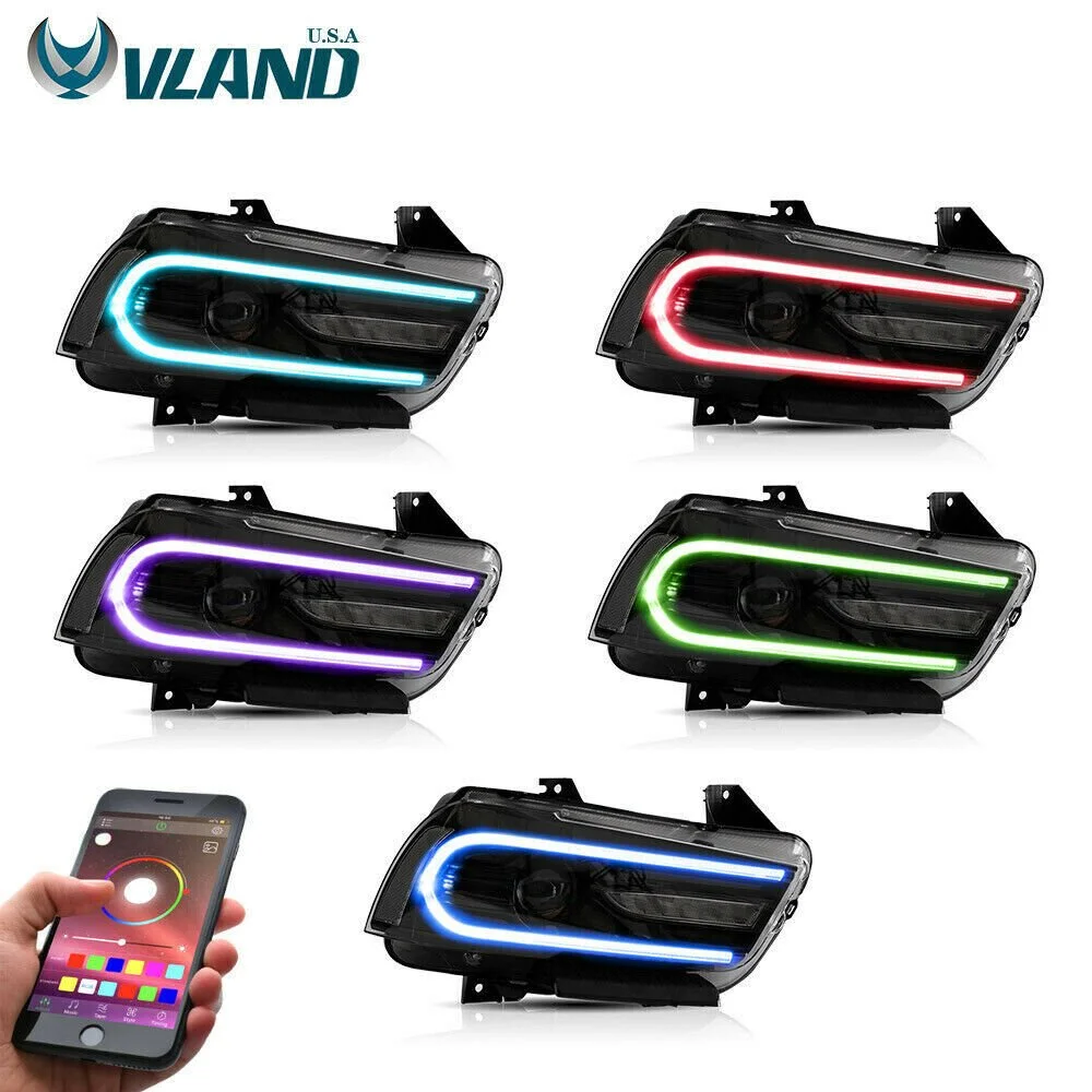 VLAND for Dodge Charger 2011 2012 2013 2014 Dual Beam Projector Headlights Replacement Assembly - Image 45