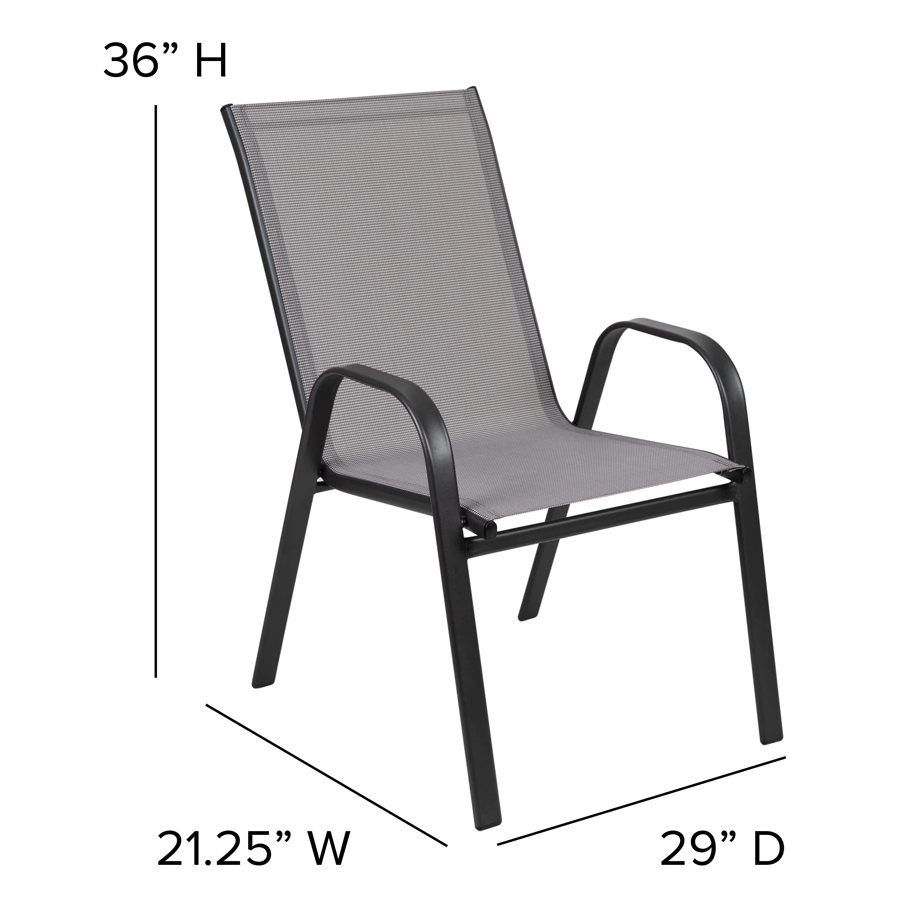 Emma + Oliver Outdoor Stack Chairs, Gray, 4 Pack, 21.25in W x 29in D x 36in H - Image 10 Emma + Oliver Outdoor Stack Chairs, Gray, 4 Pack, 21.25in W x 29in D x 36in H - Image 10