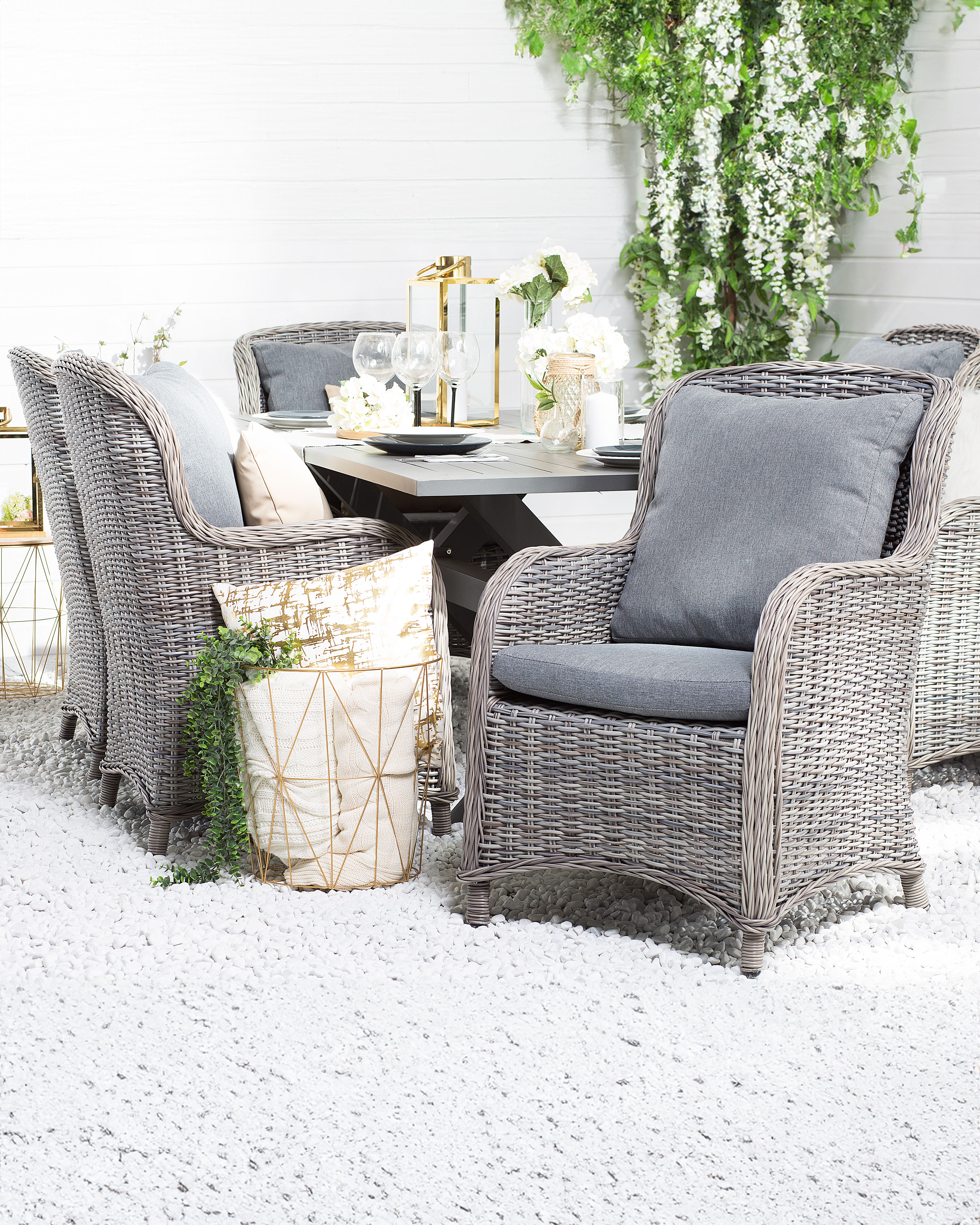 Set of 2 Garden Chairs with Cushions CASCAIS PE Rattan Grey