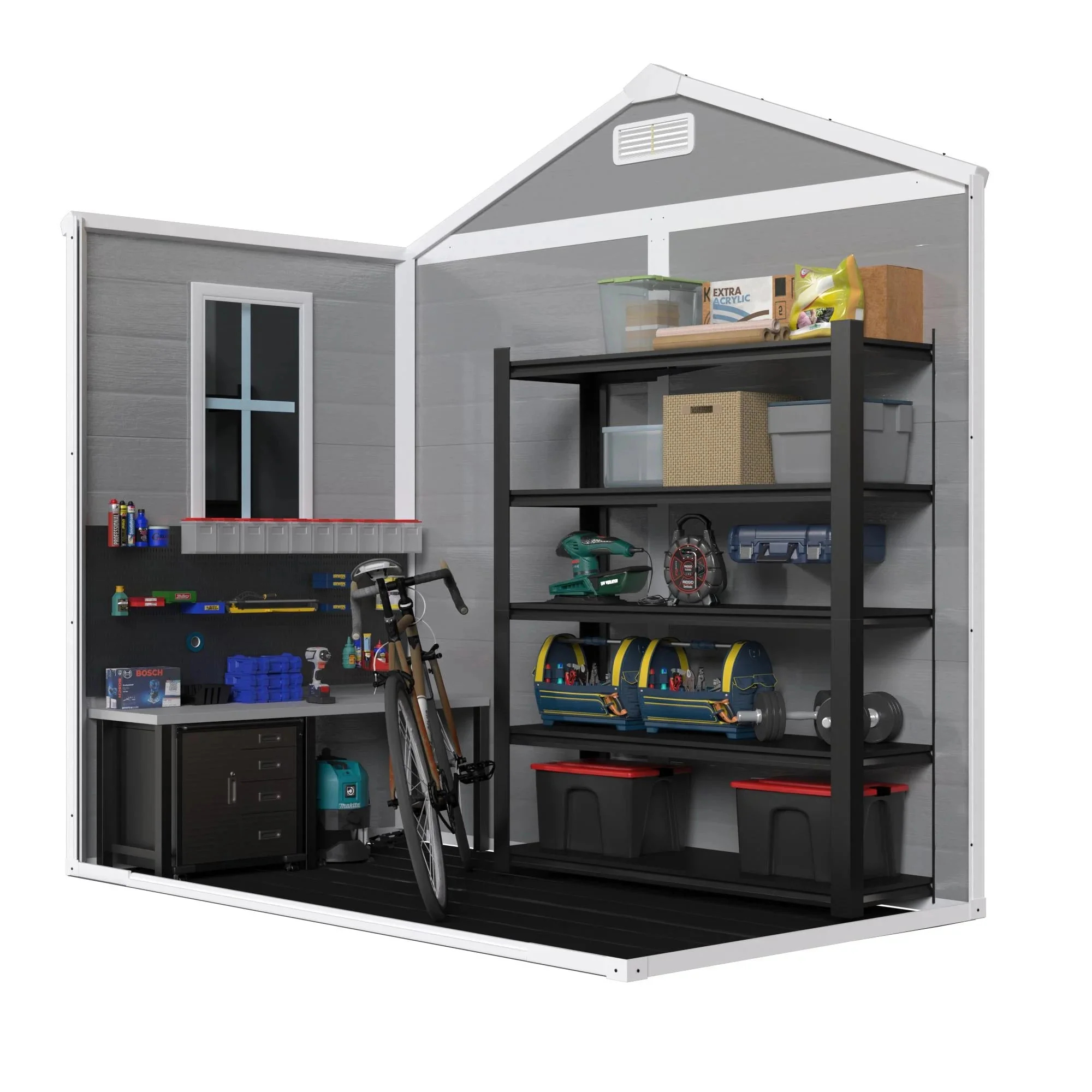 Seizeen Resin Outdoor Storage Shed With Floor, Light Gray, 82 in H - Image 36 Seizeen Resin Outdoor Storage Shed With Floor, Light Gray, 82 in H - Image 36