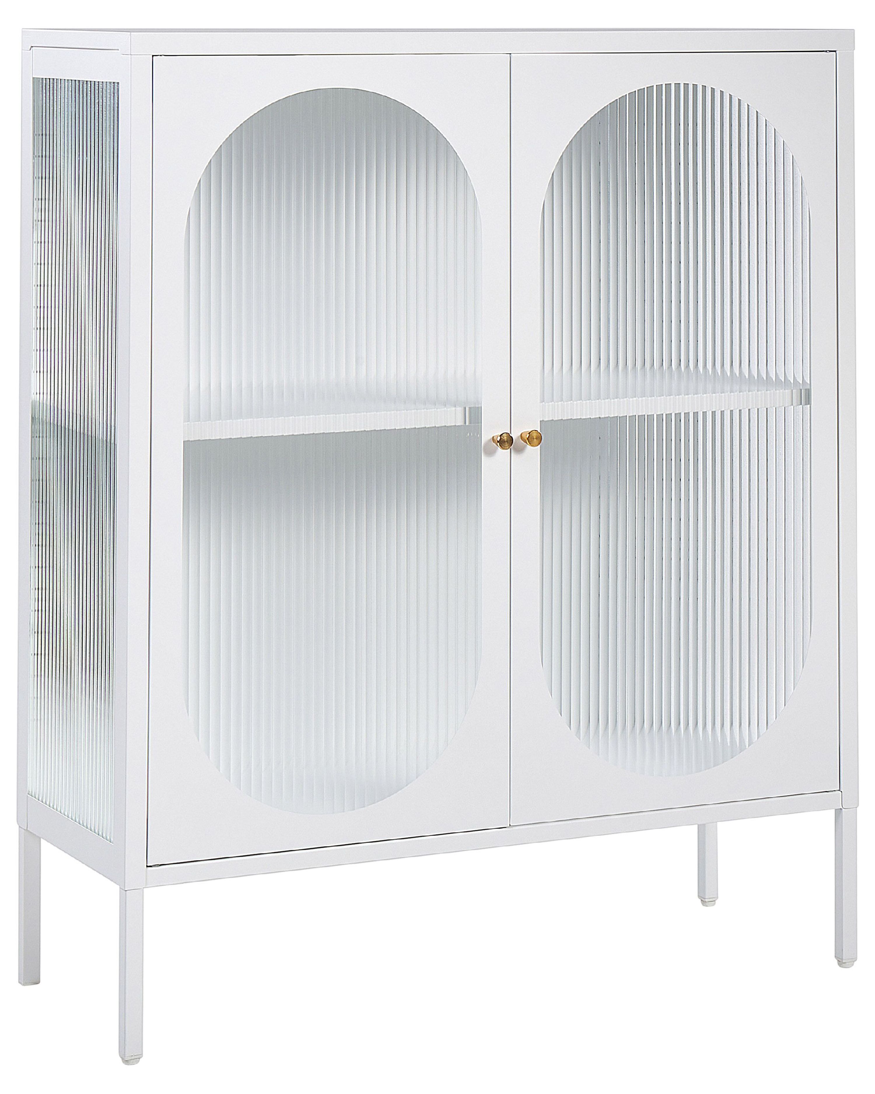 Glass Display Sideboard SARRE Metal 90 cm White