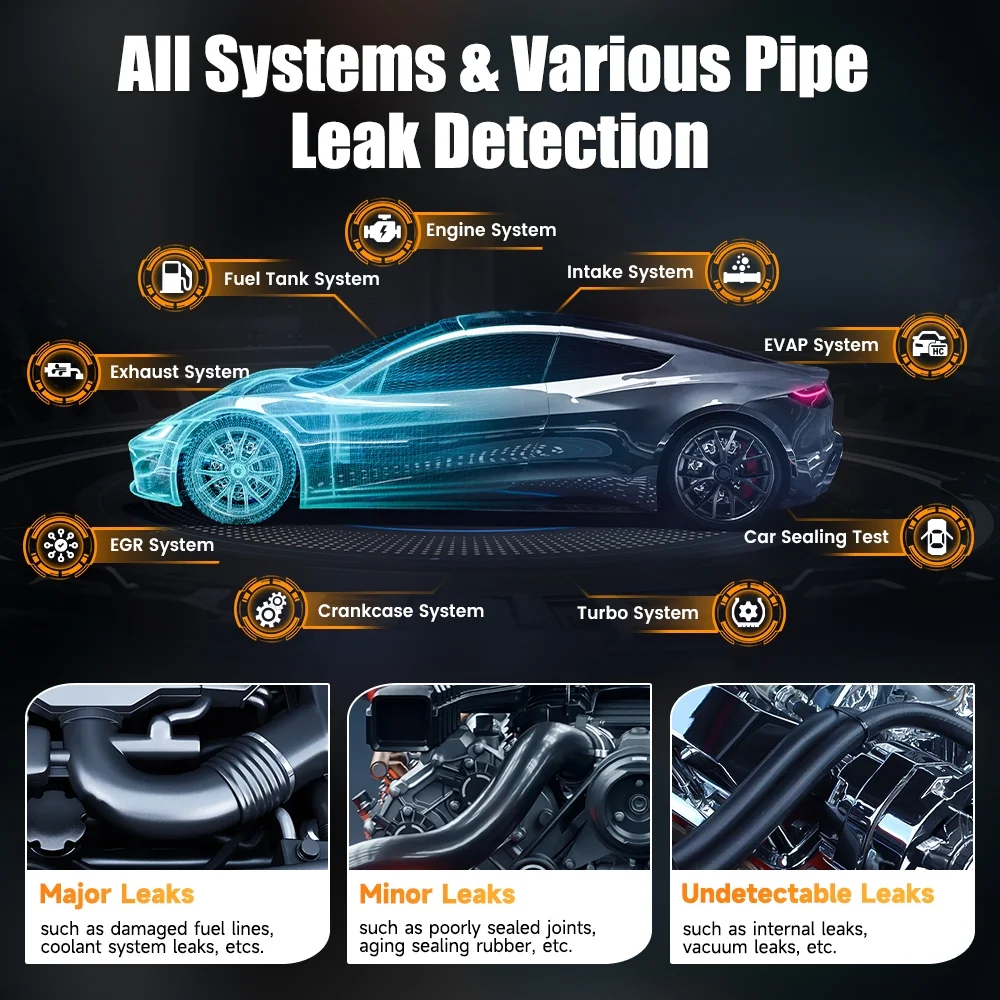 FOXWELL SD203 Automotive Smoke Machine with Pressure Gauge & Flow Meter, All Systems EVAP Vacuum Leak Detector - Image 5