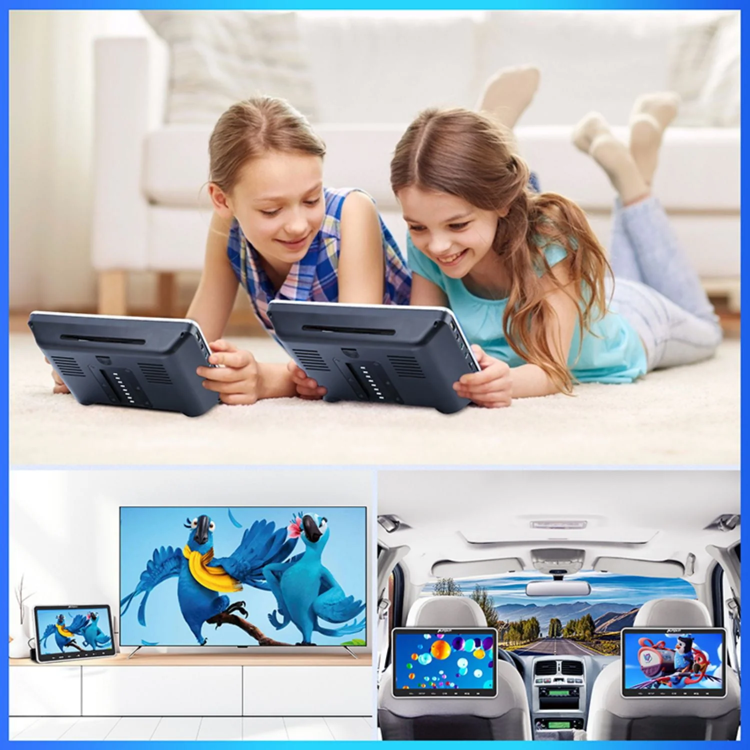 Pumpkin 10.1” Dual Headrest DVD Players for Car with Headphones, 2 Mount Brackets HDMI Input Region Free Last Memory - Image 6