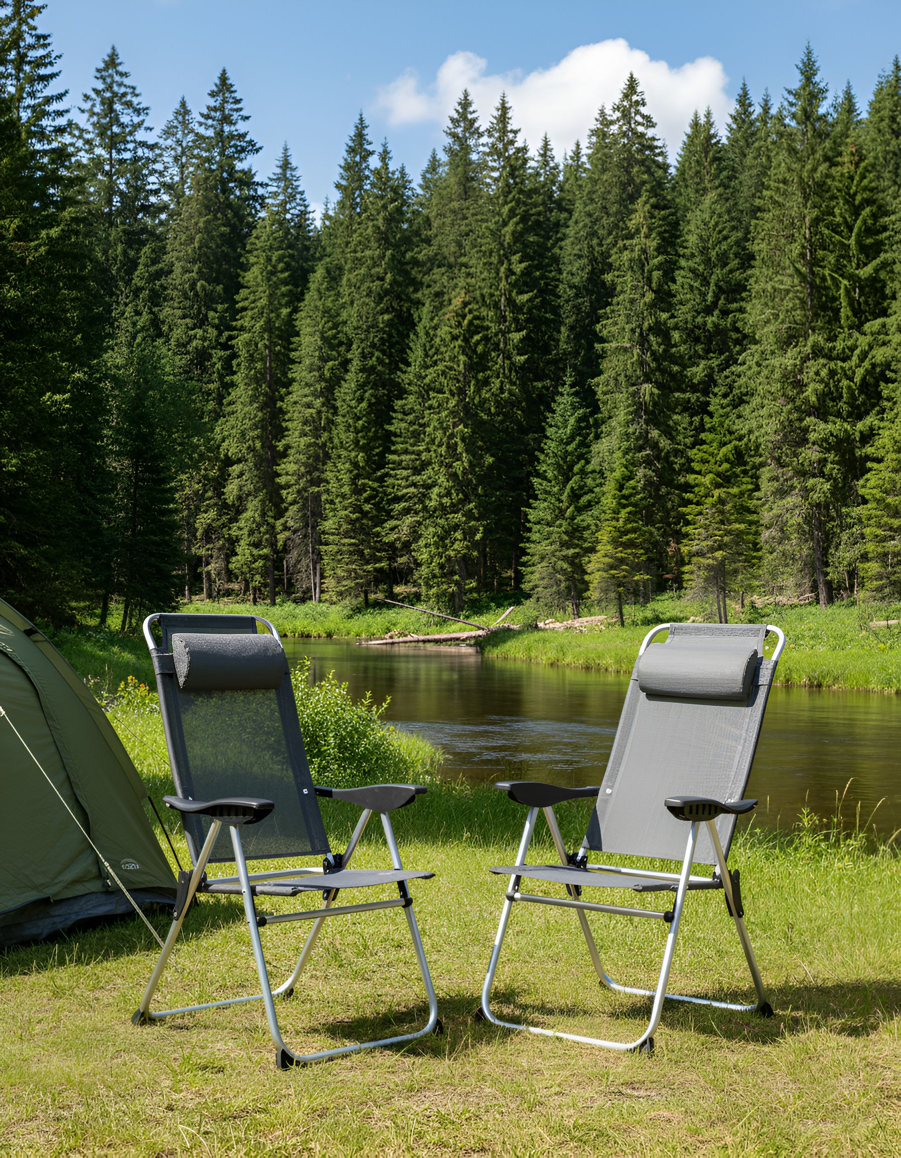 Set of 2 Garden Chairs ASINE Folding Metal Grey