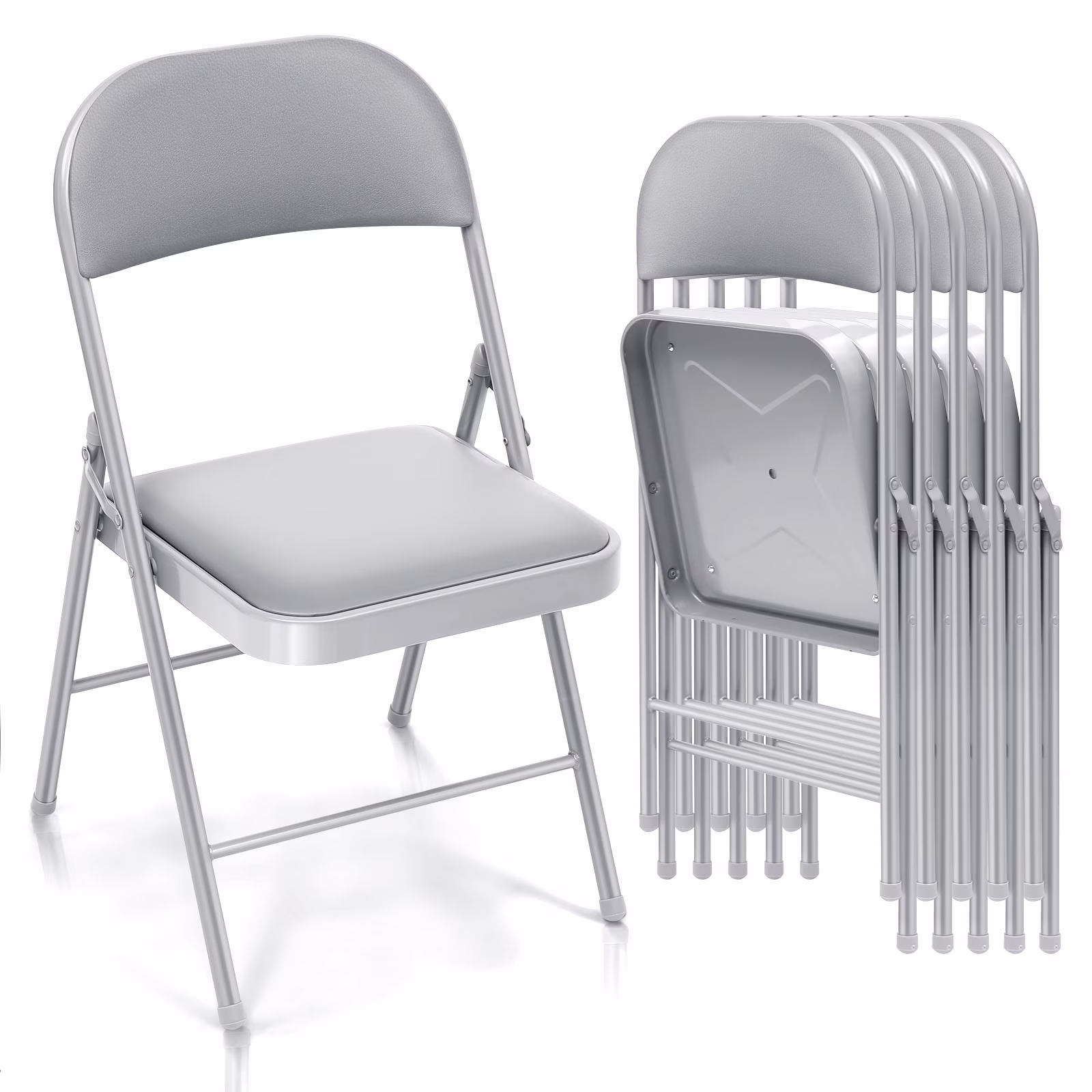 SUGIFT 4 Pack Vinyl Padded Folding Chair Portable Dining Chairs for Indoor and Outdoor - Image 3