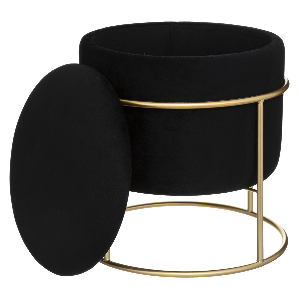 Pouf chest "Eliane" Velvet, Black