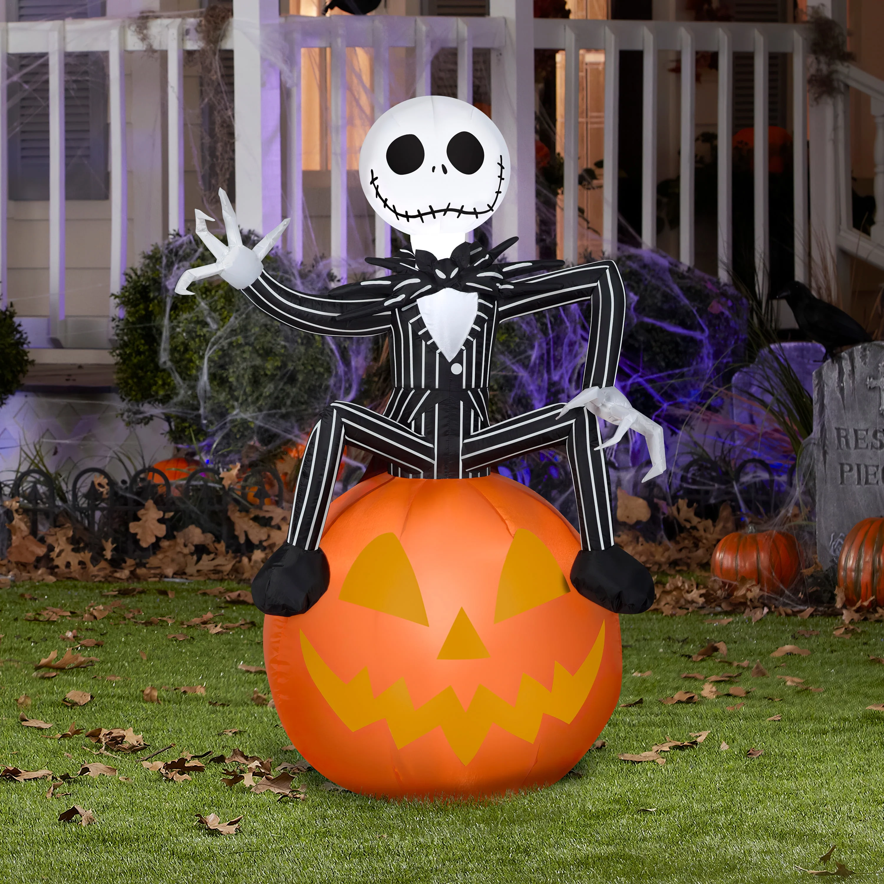 Gemmy Airblown Inflatable Nightmare Before Christmas Jack on Pumpkin Disney, 3.5 ft Tall, Multicolored - Image 2 Gemmy Airblown Inflatable Nightmare Before Christmas Jack on Pumpkin Disney, 3.5 ft Tall, Multicolored - Image 2
