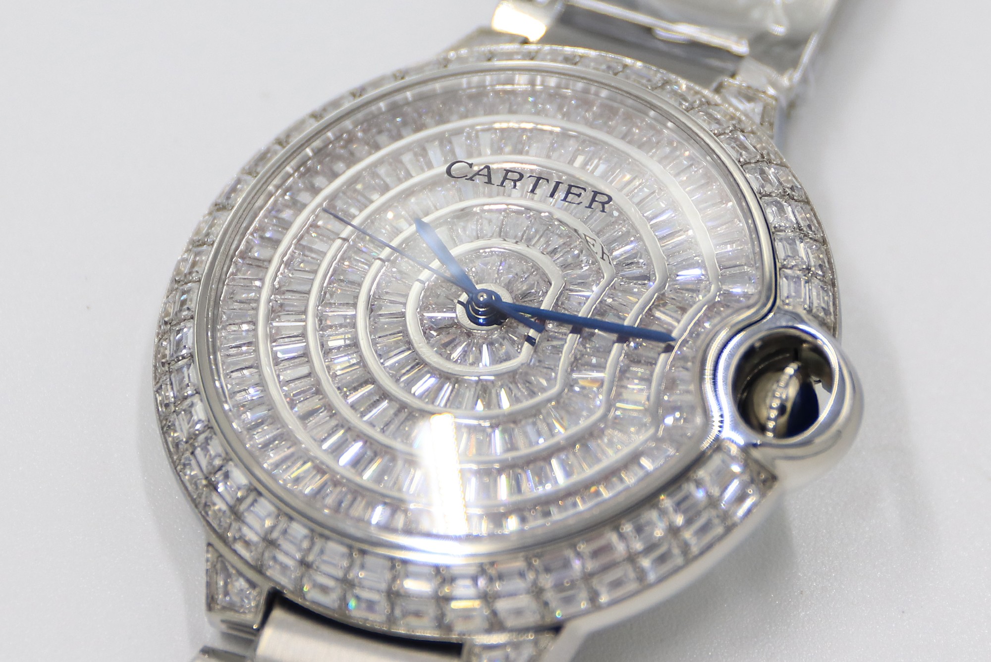 Cartier Blue Balloon Square Diamonds Full Sky Watch-White-Steel Strap-42mm(1:1 replica) - Top club