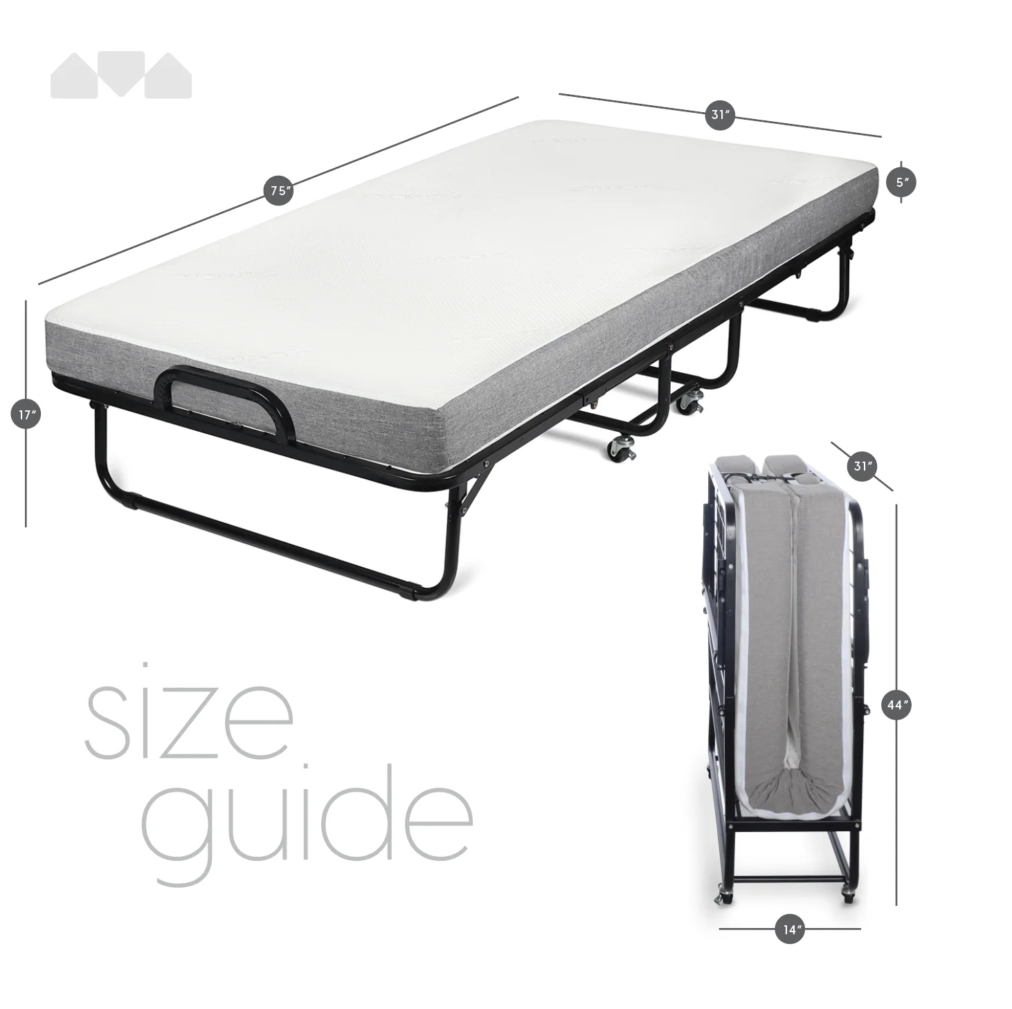 Milliard Diplomat Adjustable Size Modern Folding Bed with Memory Foam Mattress - Image 20